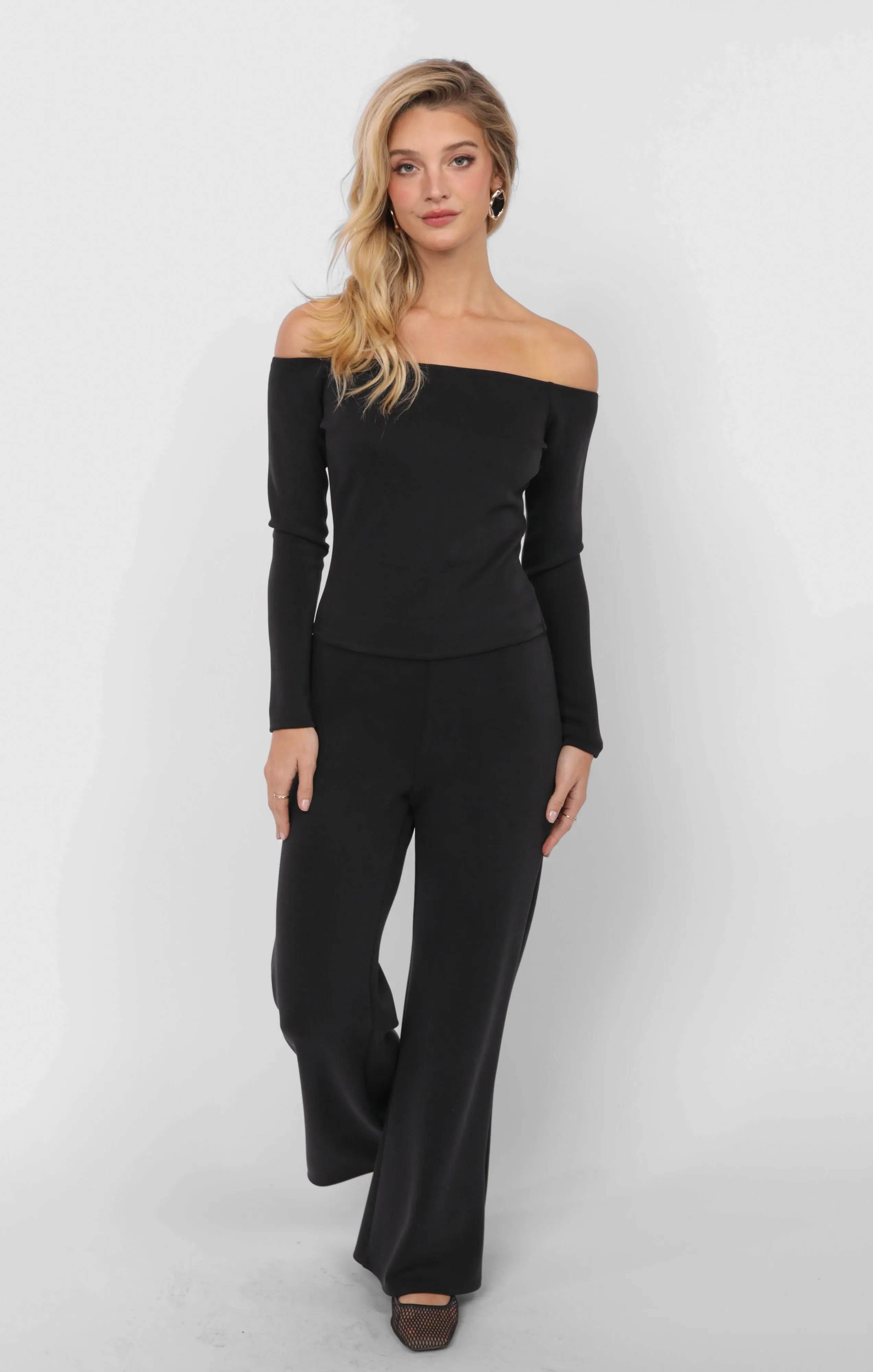 Hustle Knit Wide Leg Pants, Black | Sadie & Sage sold by North & Main Clothing Company product image thumbnail 4