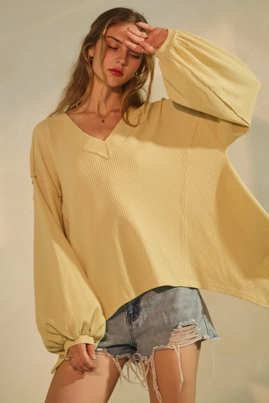 Savannah Textured Asymmetrical Hem Top, Buttermilk sold by North & Main Clothing Company product image thumbnail 2