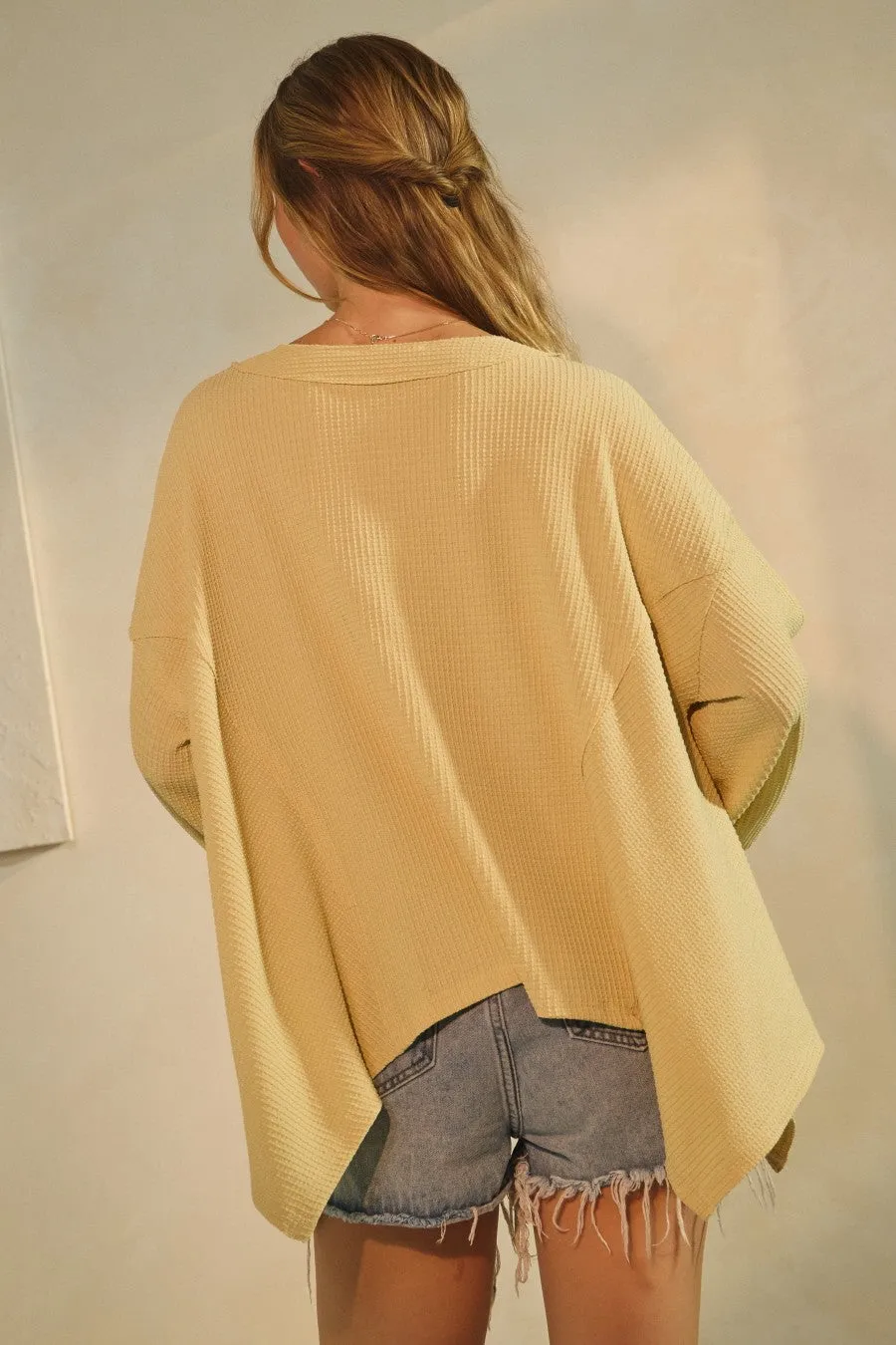 Savannah Textured Asymmetrical Hem Top, Buttermilk sold by North & Main Clothing Company product image thumbnail 4