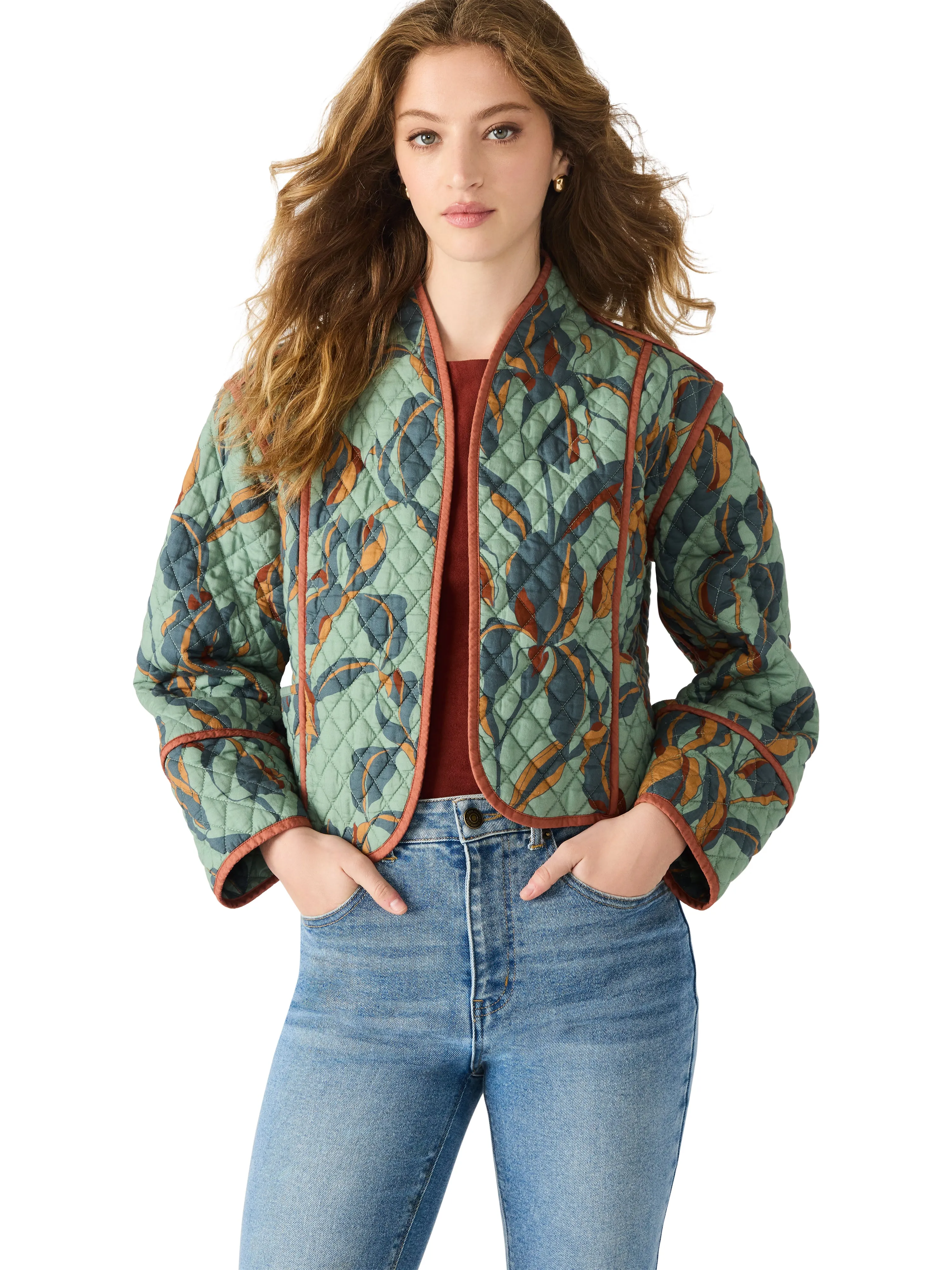 Adalynn Quilted Jacket, Dark Sage | Steve Madden sold by North & Main Clothing Company
