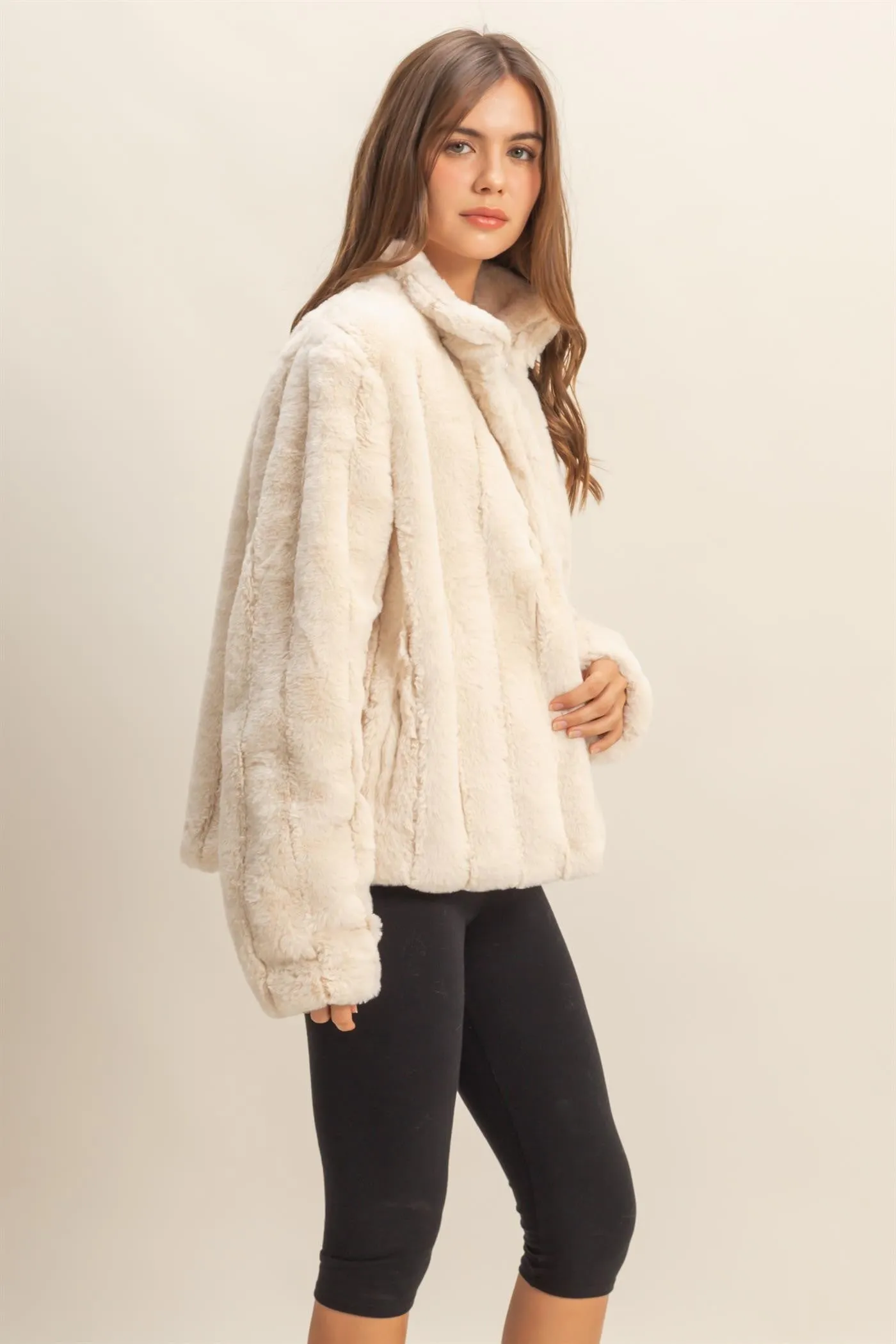 Sarah Faux Fur Jacket, Ivory sold by North & Main Clothing Company product image thumbnail 4