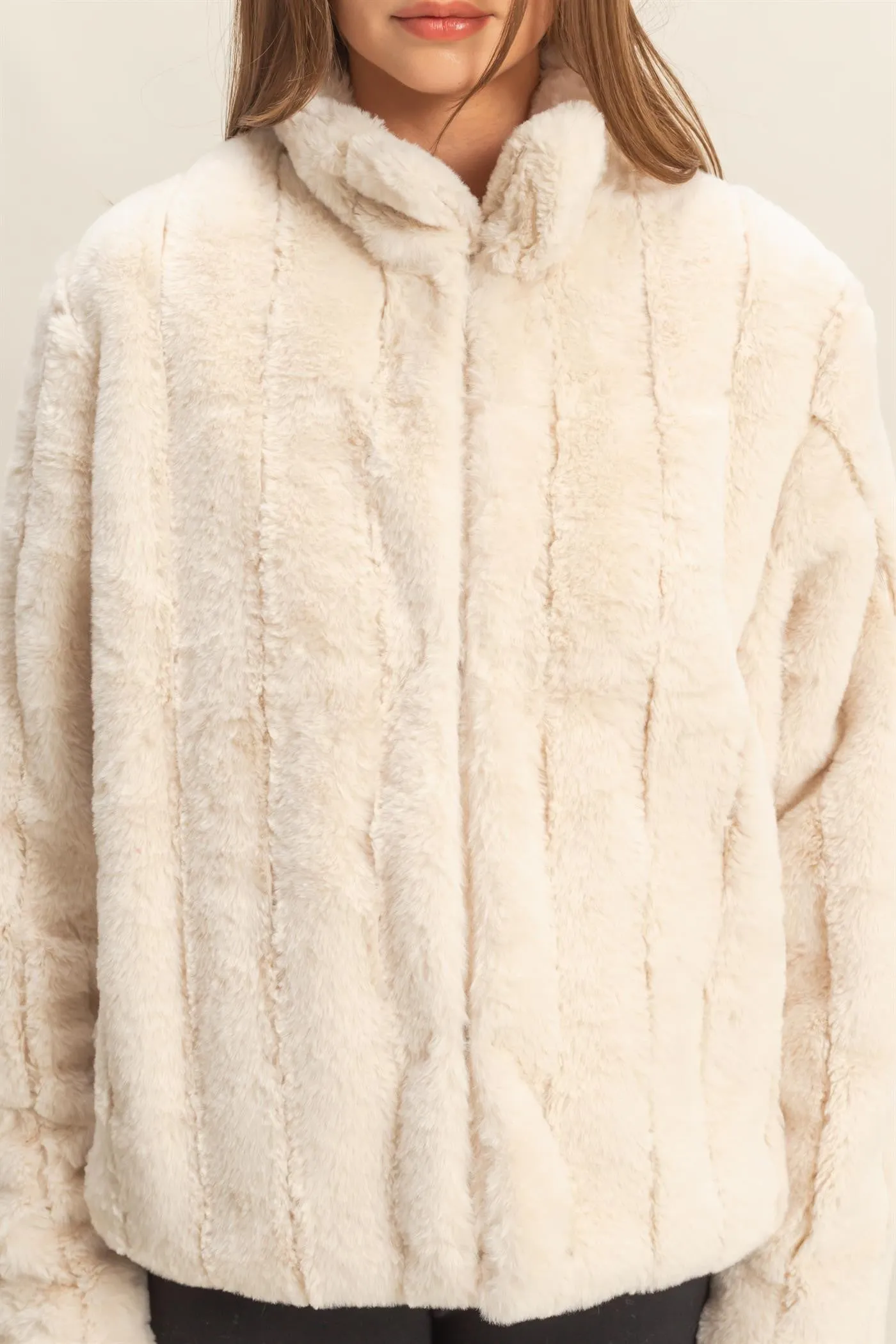 Sarah Faux Fur Jacket, Ivory sold by North & Main Clothing Company product image thumbnail 3