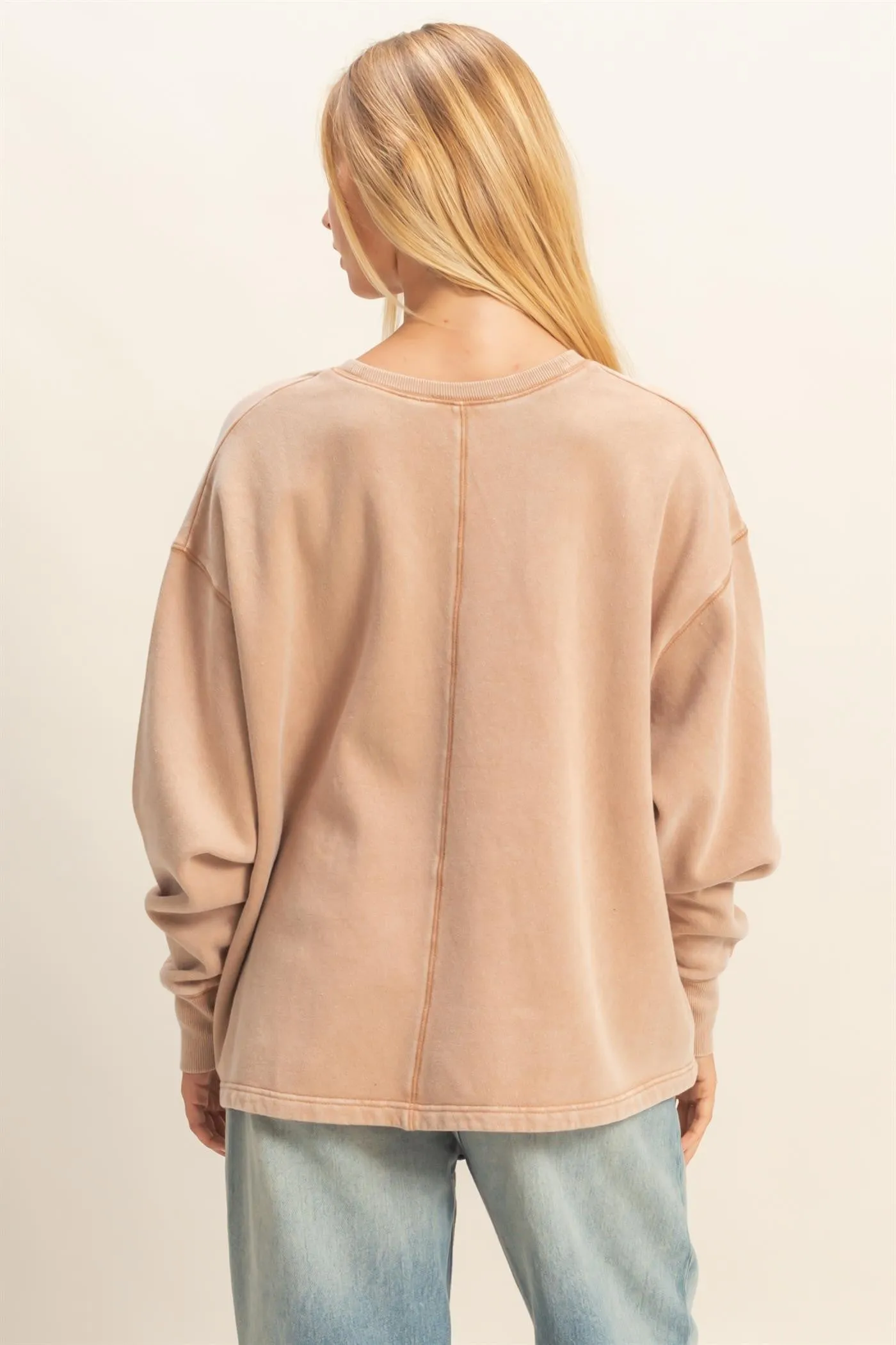 Melody Oversized V-Neck Sweatshirt, Dark Taupe sold by North & Main Clothing Company product image thumbnail 5