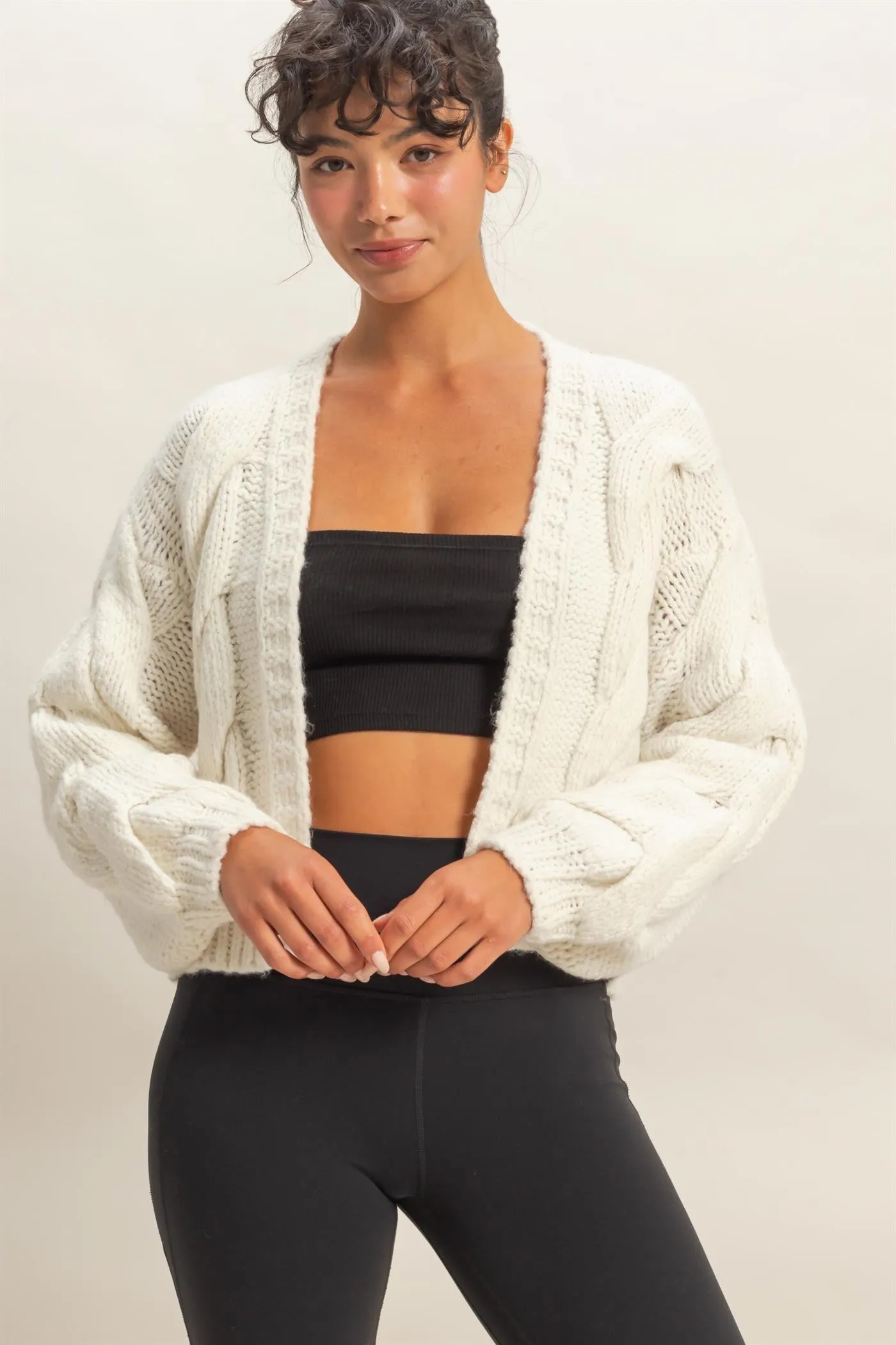Kennedy Cable Knit Cardigan, Whip Cream sold by North & Main Clothing Company