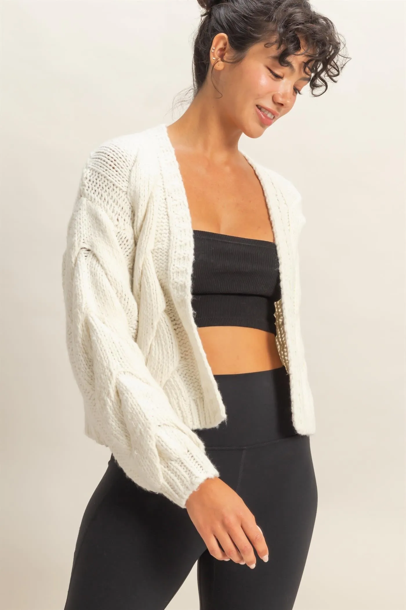 Kennedy Cable Knit Cardigan, Whip Cream sold by North & Main Clothing Company product image thumbnail 4