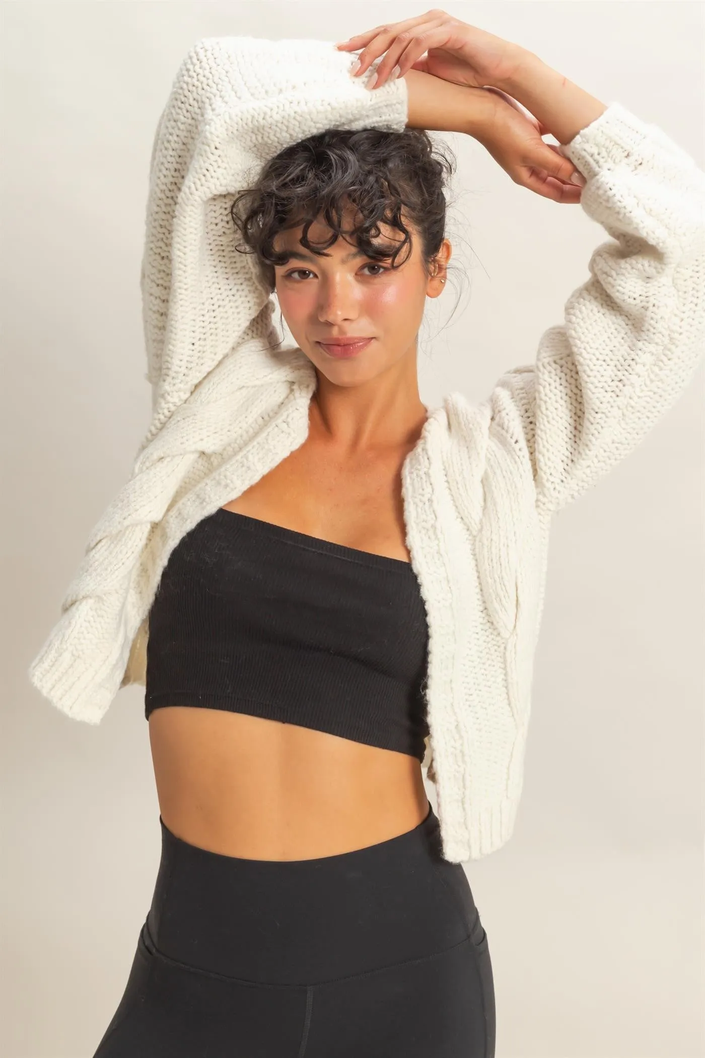 Kennedy Cable Knit Cardigan, Whip Cream sold by North & Main Clothing Company product image thumbnail 2