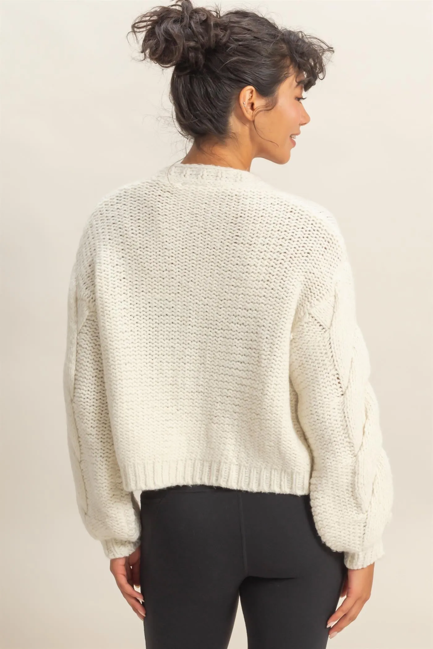 Kennedy Cable Knit Cardigan, Whip Cream sold by North & Main Clothing Company product image thumbnail 5