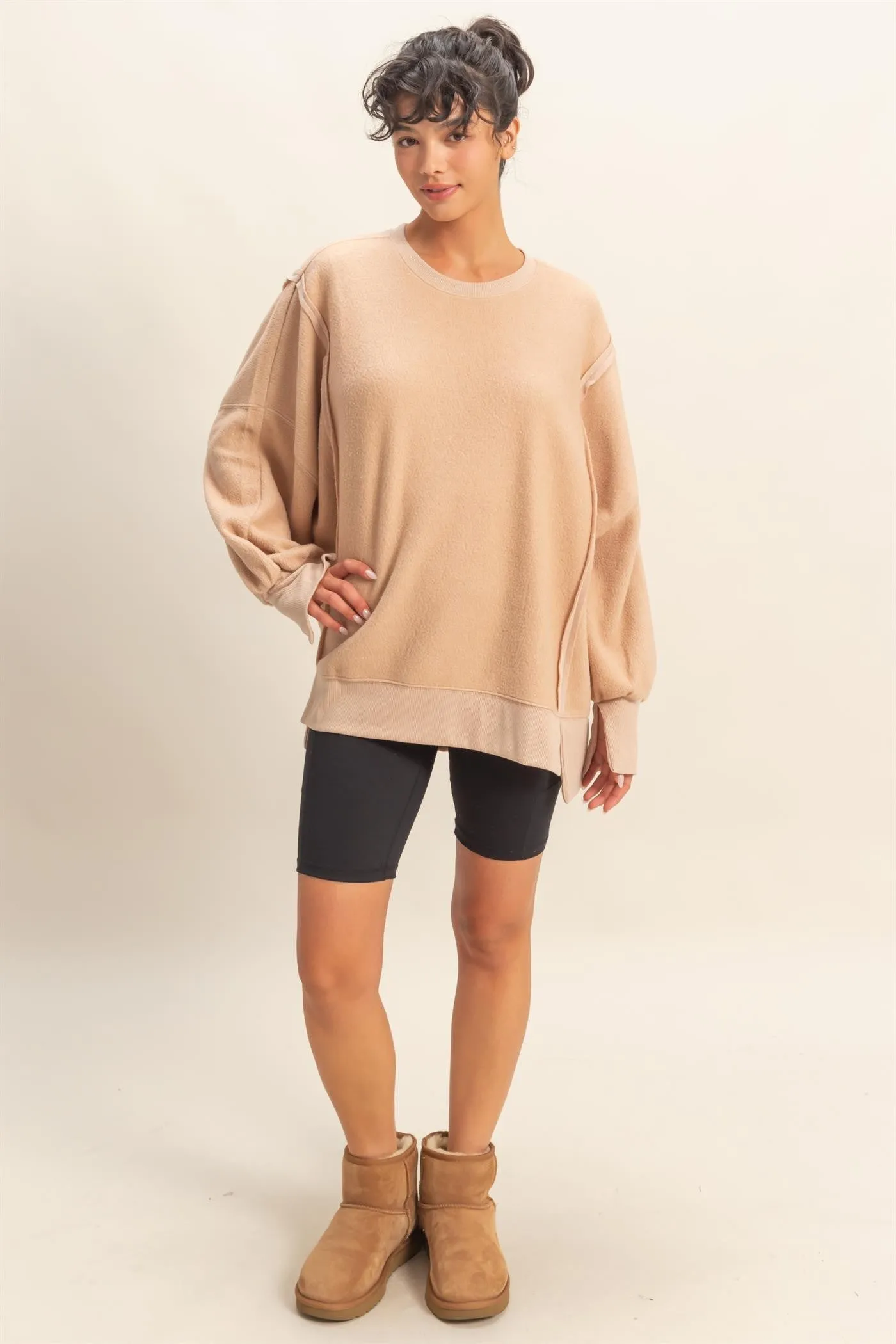 Millie Oversized Crewneck Sweatshirt, Dark Taupe sold by North & Main Clothing Company product image thumbnail 2