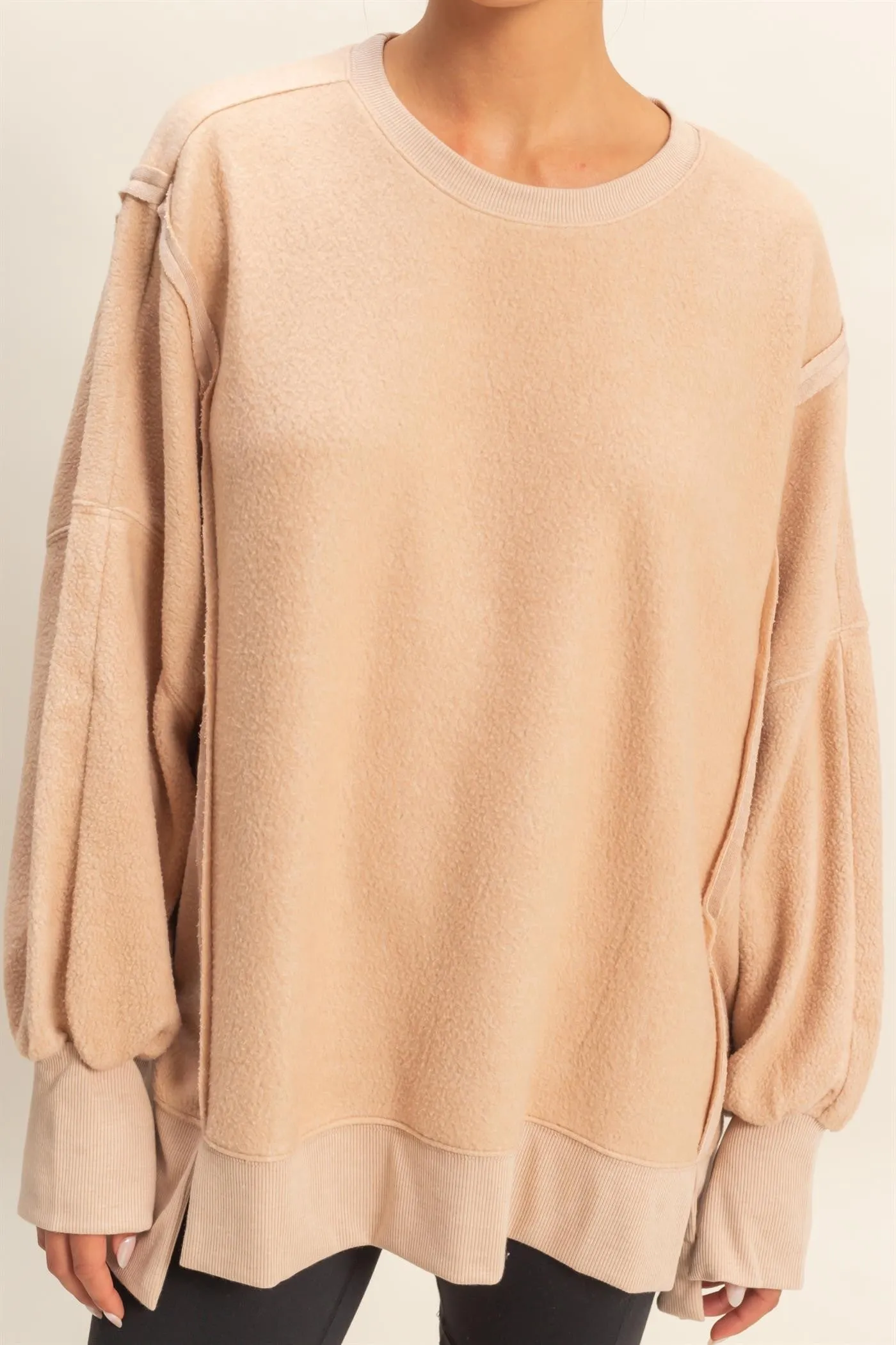 Millie Oversized Crewneck Sweatshirt, Dark Taupe sold by North & Main Clothing Company product image thumbnail 3