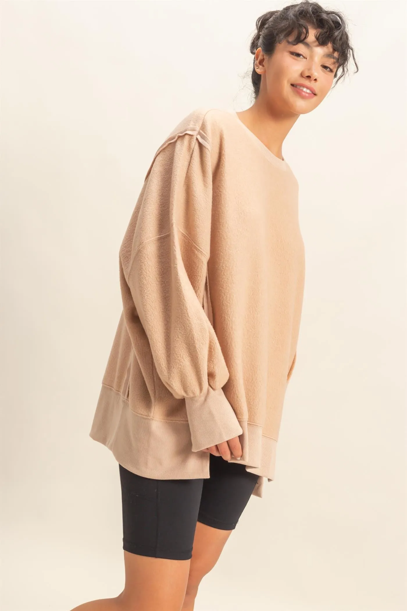 Millie Oversized Crewneck Sweatshirt, Dark Taupe sold by North & Main Clothing Company product image thumbnail 4