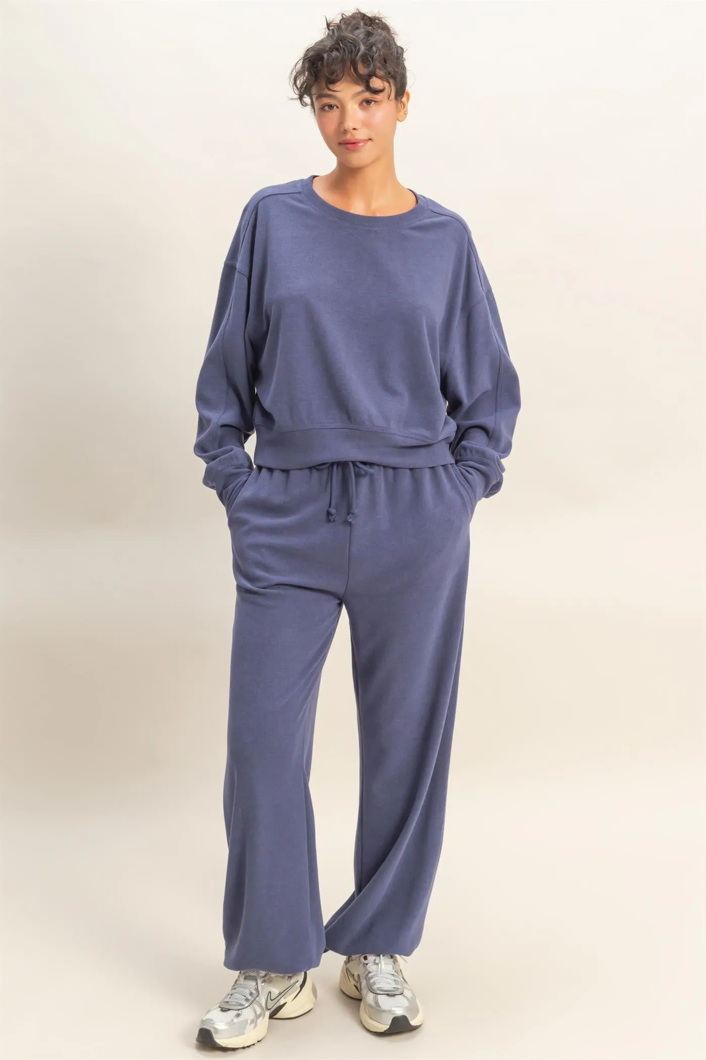 Kinsley Soft Ribbed Sweatshirt, Dusty Indigo sold by North & Main Clothing Company product image thumbnail 2