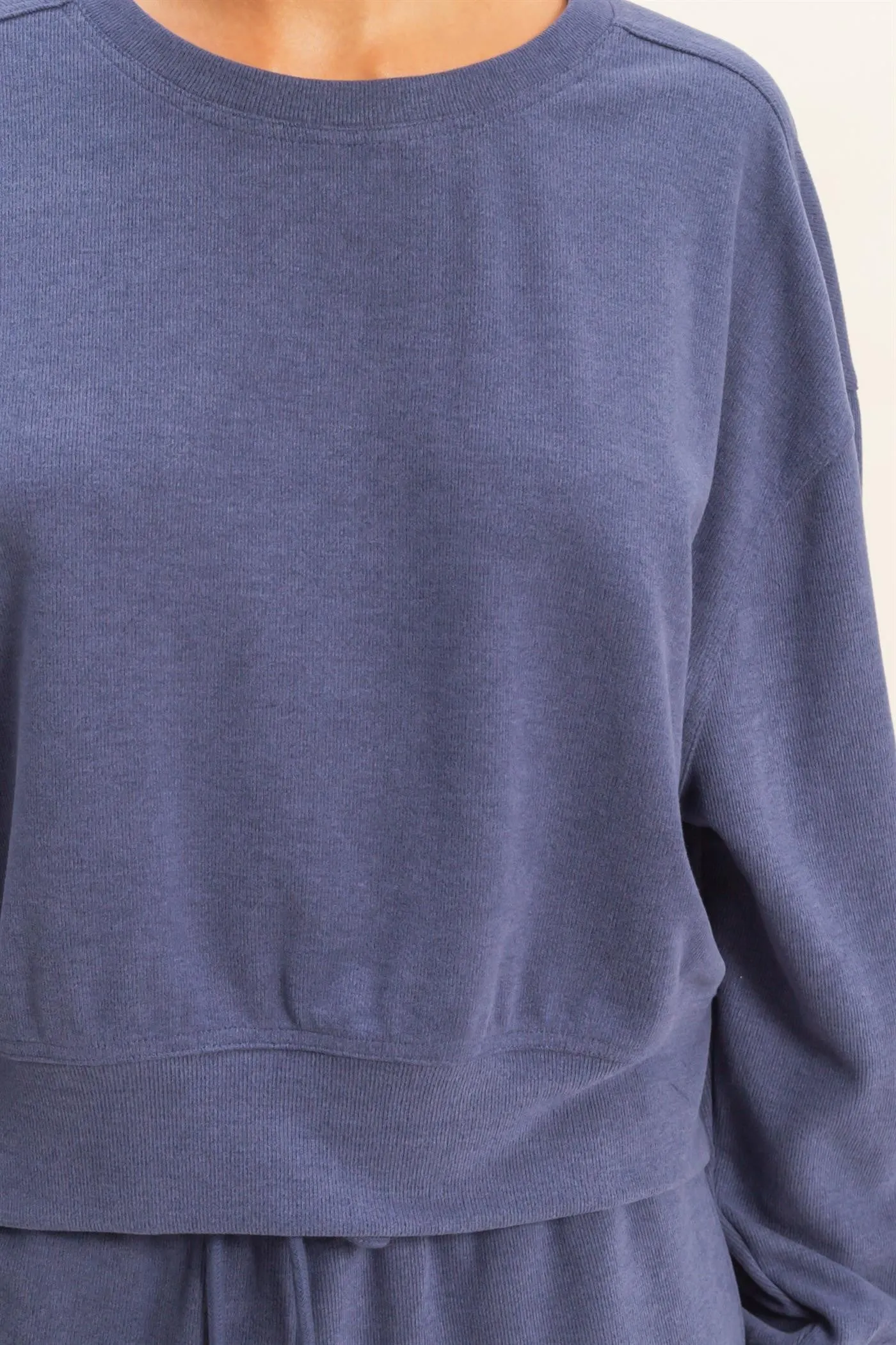 Kinsley Soft Ribbed Sweatshirt, Dusty Indigo sold by North & Main Clothing Company product image thumbnail 3