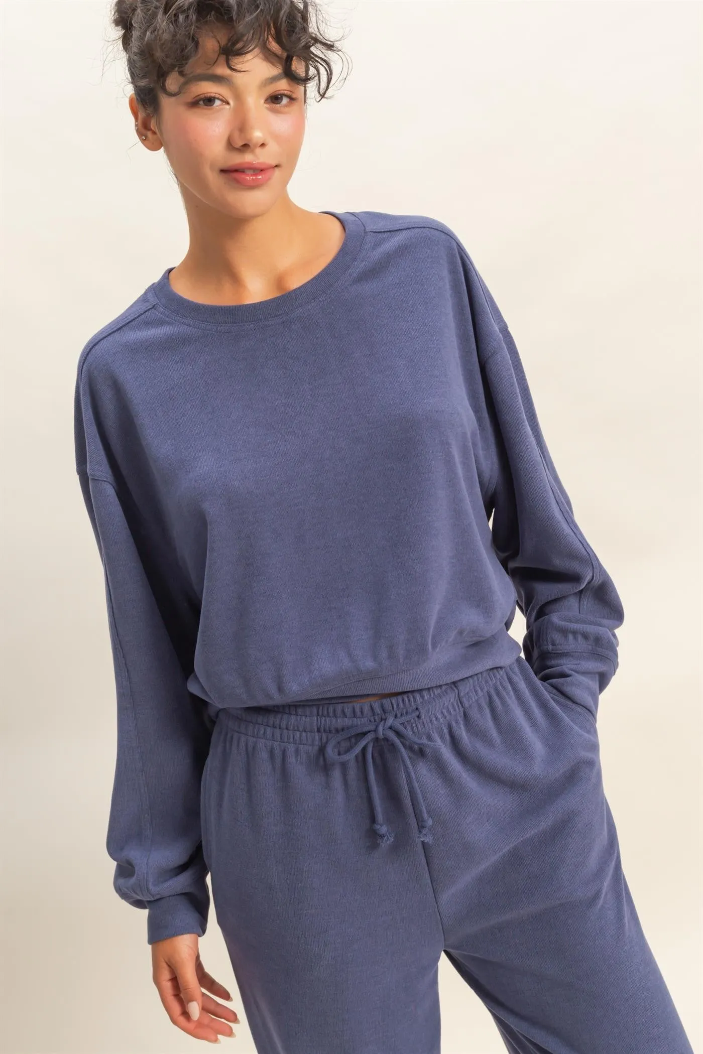 Kinsley Soft Ribbed Sweatshirt, Dusty Indigo sold by North & Main Clothing Company