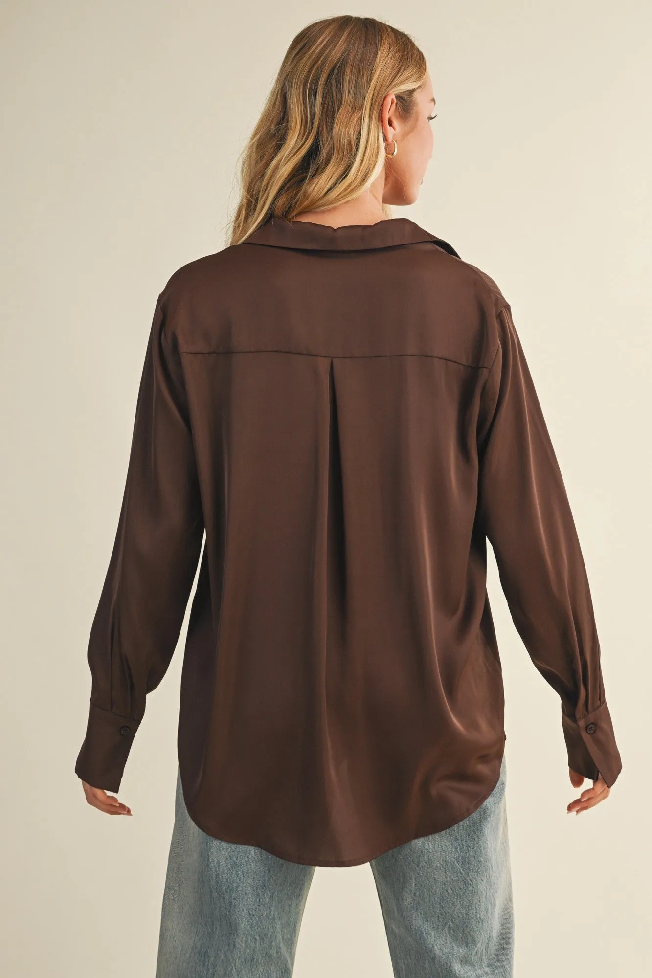 Valentina Silky Button Down Top, Dark Oak sold by North & Main Clothing Company product image thumbnail 4