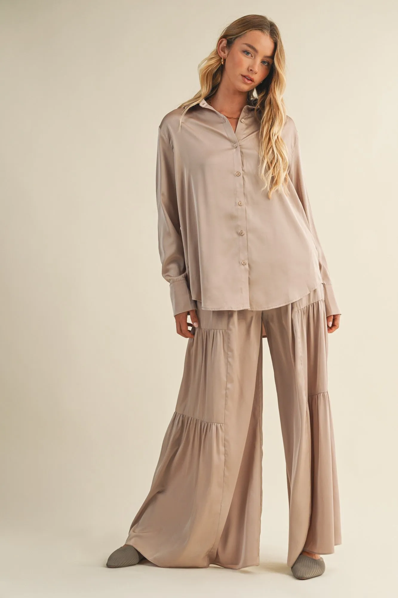Valentina Silky Button Down Top, Champagne sold by North & Main Clothing Company product image thumbnail 3