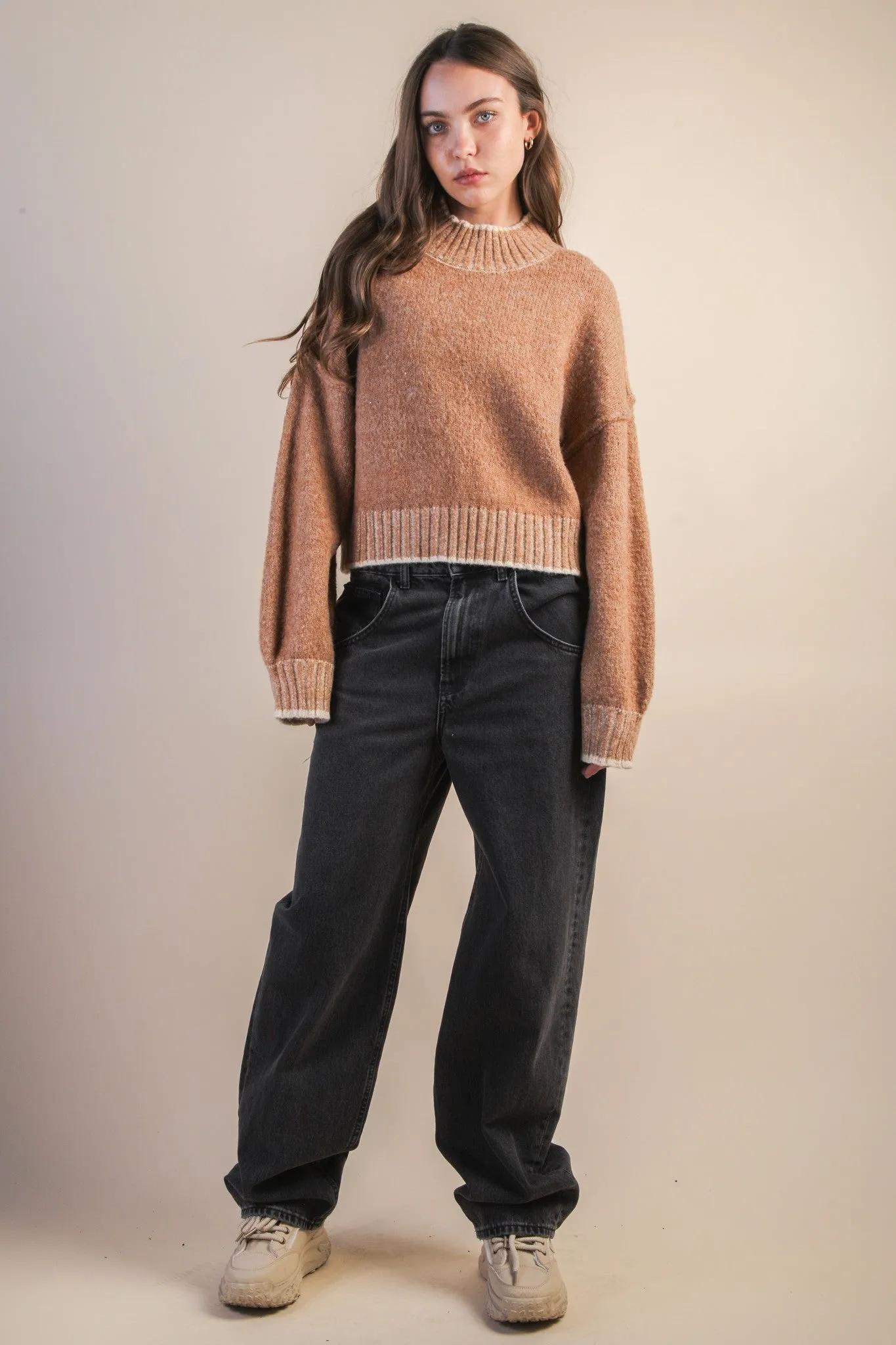 Alice Trim Detail Sweater, Mocha sold by North & Main Clothing Company product image thumbnail 2
