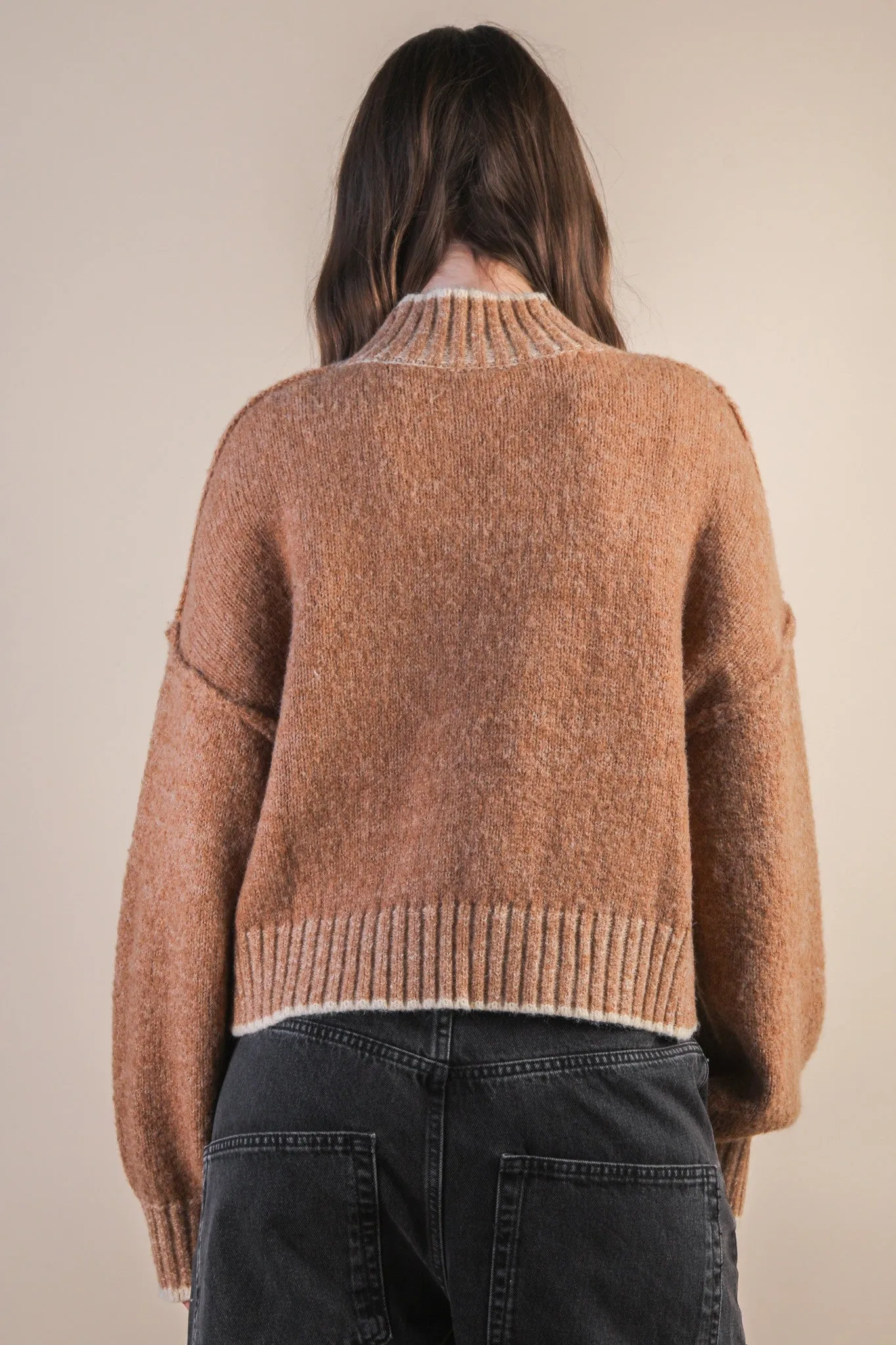 Alice Trim Detail Sweater, Mocha sold by North & Main Clothing Company product image thumbnail 5
