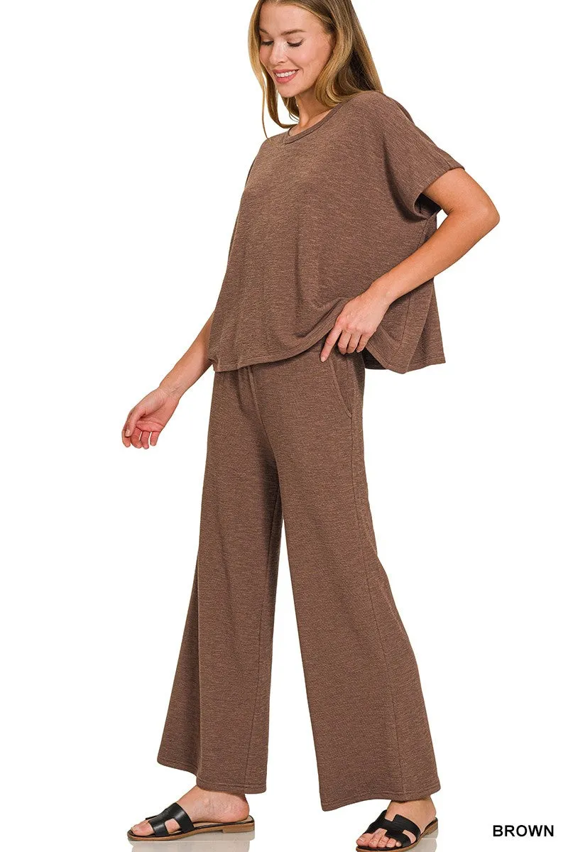Ellie Cotton Slub Pant, Brown sold by North & Main Clothing Company product image thumbnail 2