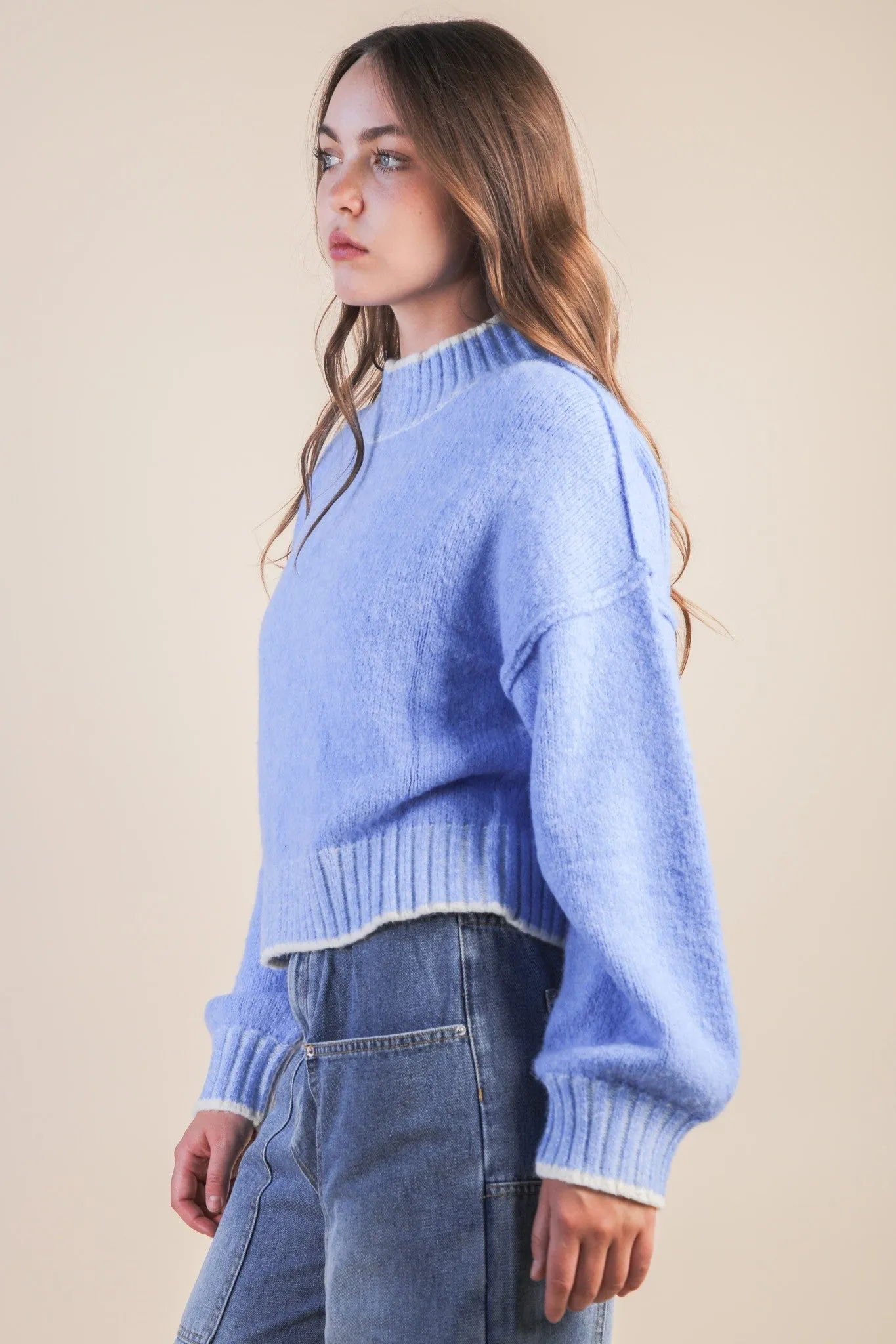 Alice Trim Detail Sweater, Blue sold by North & Main Clothing Company product image thumbnail 4