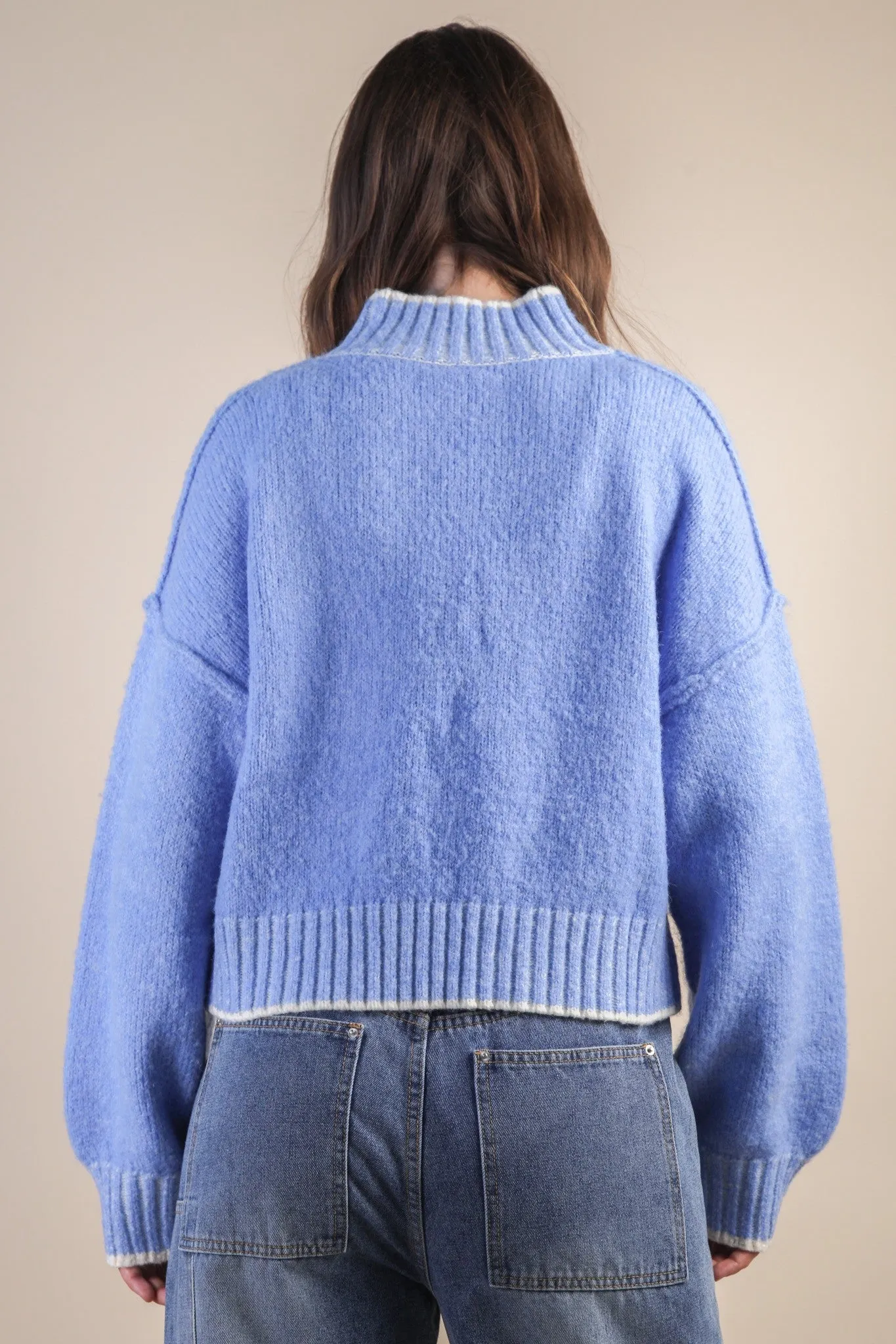 Alice Trim Detail Sweater, Blue sold by North & Main Clothing Company product image thumbnail 5