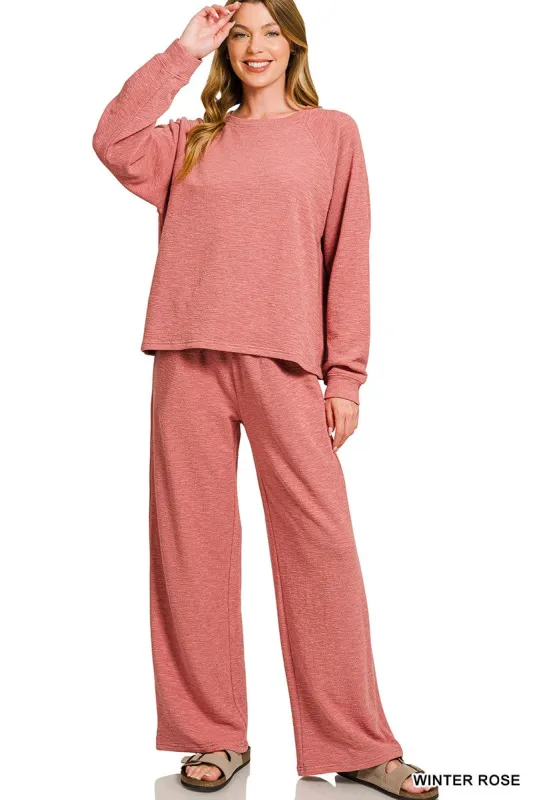 Zoey Slub Knit Top, Winter Rose sold by North & Main Clothing Company