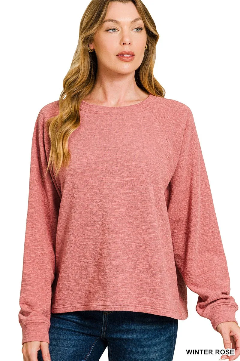 Zoey Slub Knit Top, Winter Rose sold by North & Main Clothing Company product image thumbnail 2