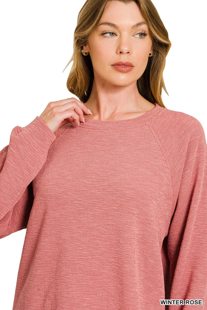 Zoey Slub Knit Top, Winter Rose sold by North & Main Clothing Company product image thumbnail 3