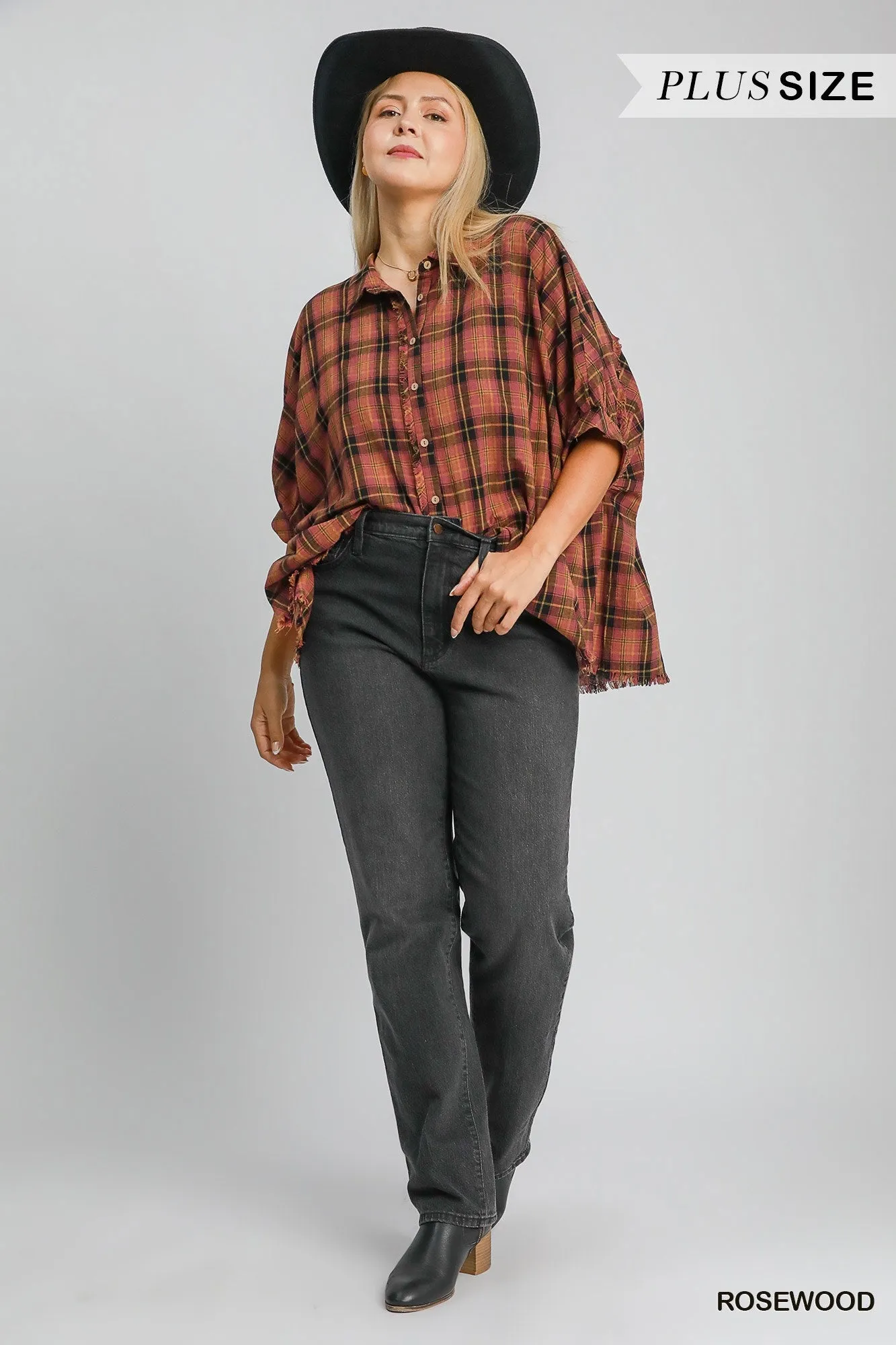 Kaia Button Down Plaid Top, Rosewood | Plus Size sold by North & Main Clothing Company product image thumbnail 2