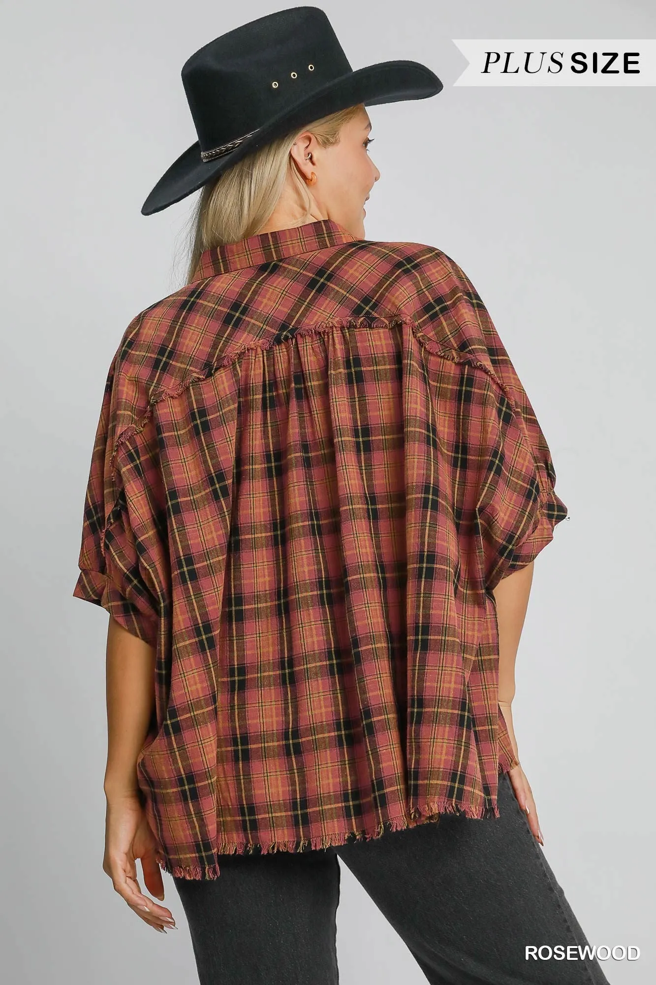 Kaia Button Down Plaid Top, Rosewood | Plus Size sold by North & Main Clothing Company product image thumbnail 5