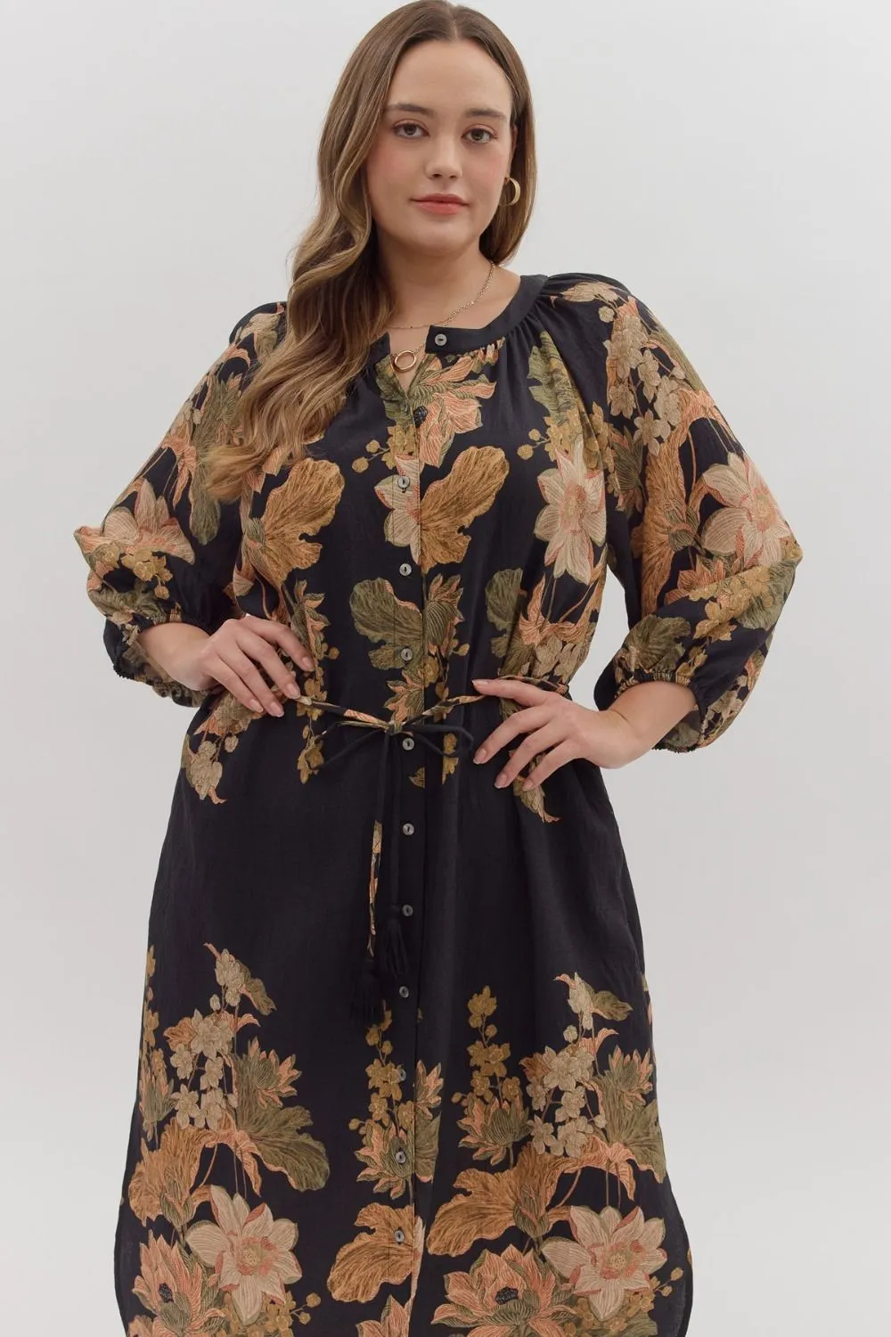 Delaney Floral Print Dress, Black | Plus Size sold by North & Main Clothing Company product image thumbnail 2