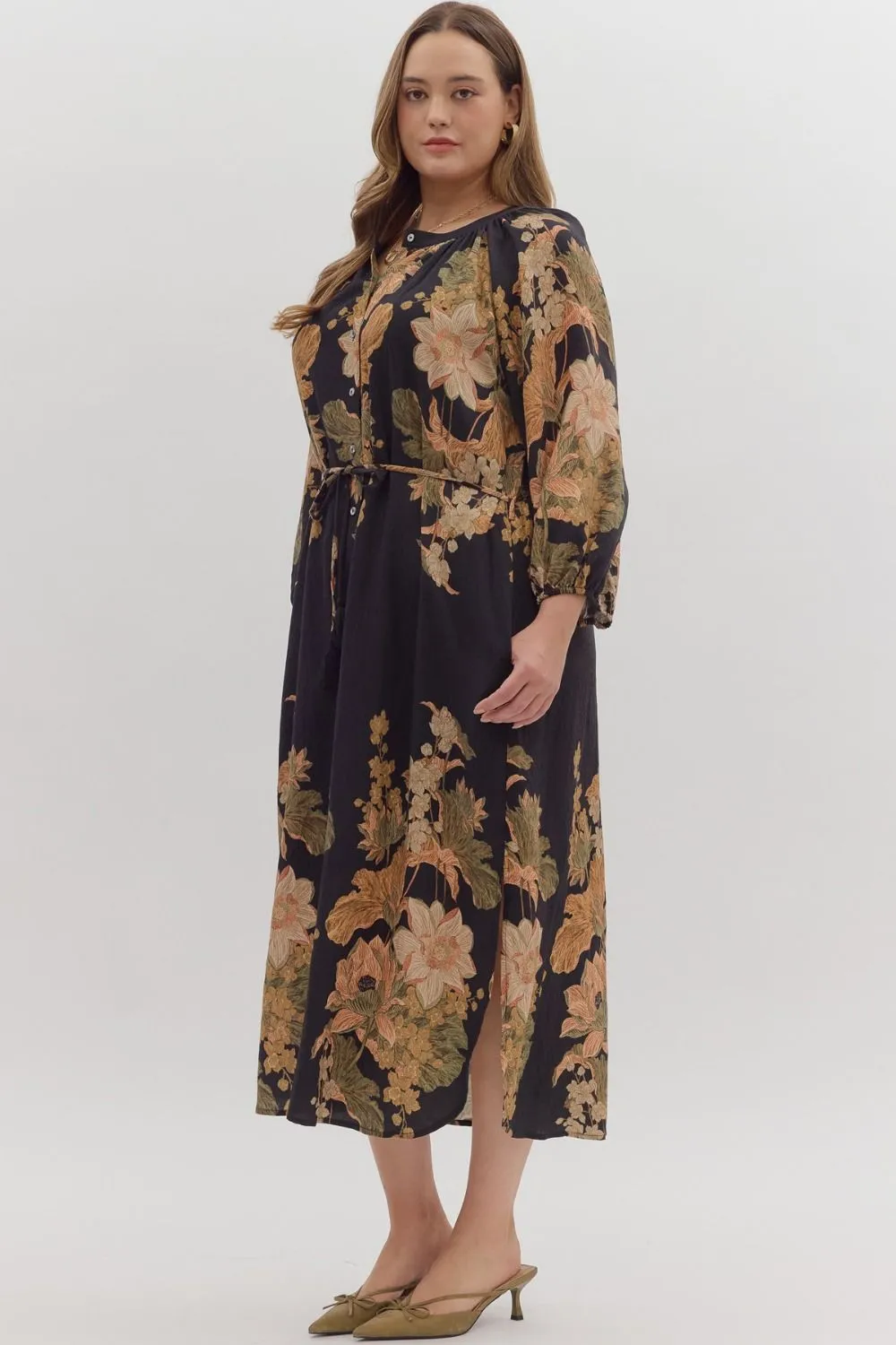 Delaney Floral Print Dress, Black | Plus Size sold by North & Main Clothing Company product image thumbnail 4