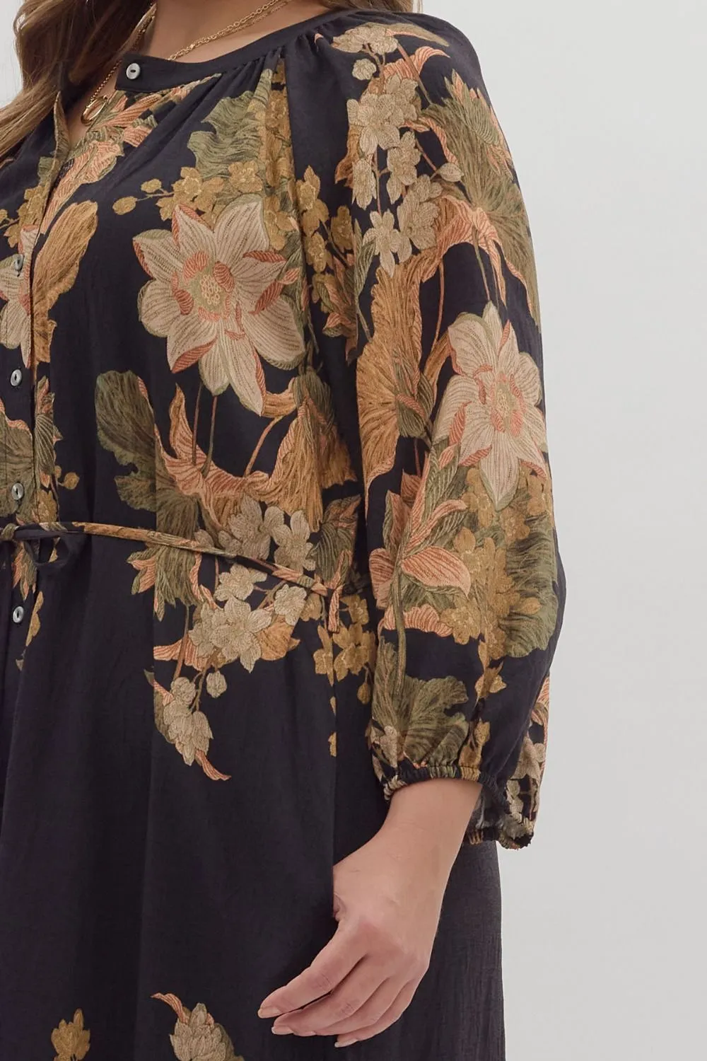 Delaney Floral Print Dress, Black | Plus Size sold by North & Main Clothing Company product image thumbnail 3