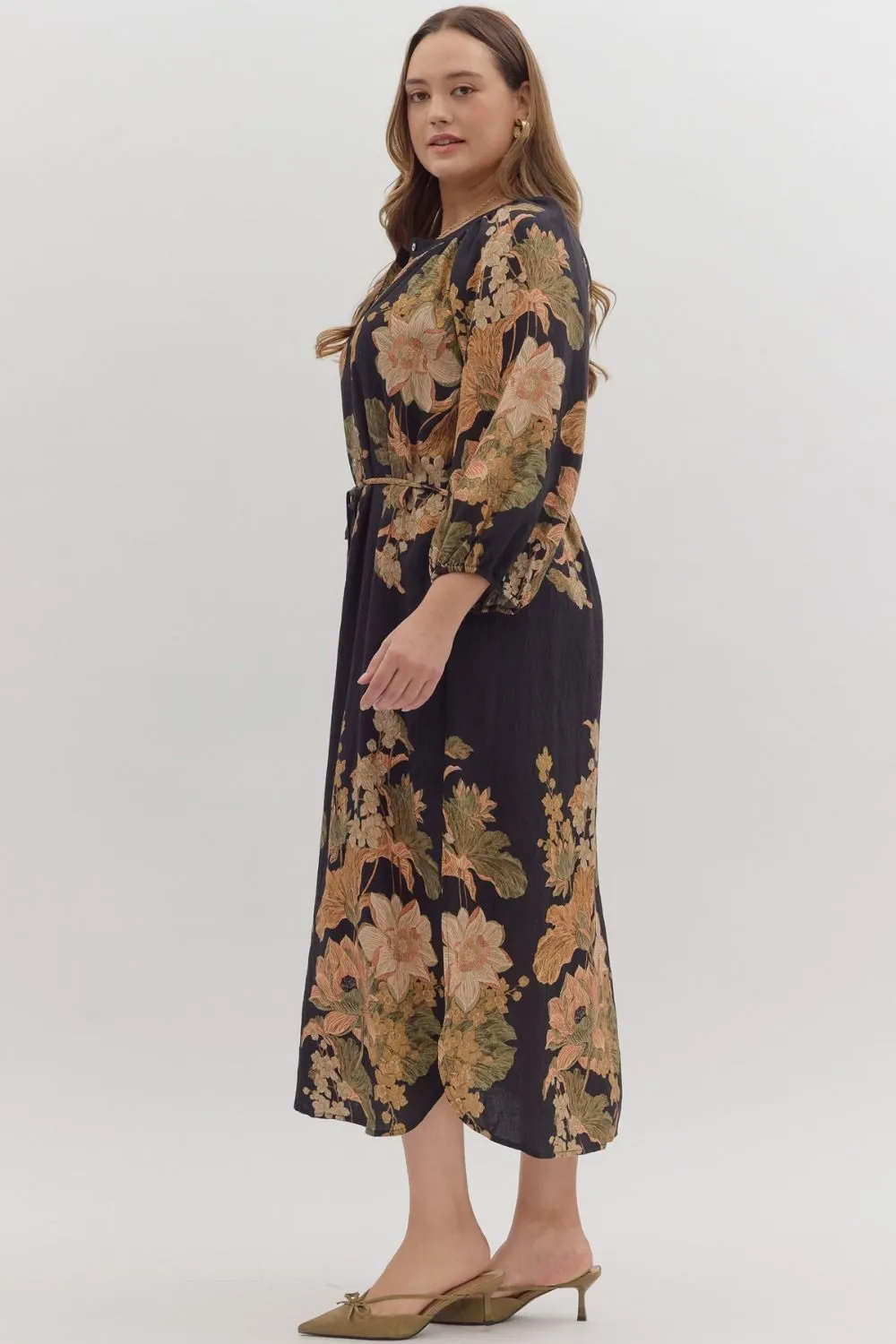 Delaney Floral Print Dress, Black | Plus Size sold by North & Main Clothing Company product image thumbnail 5