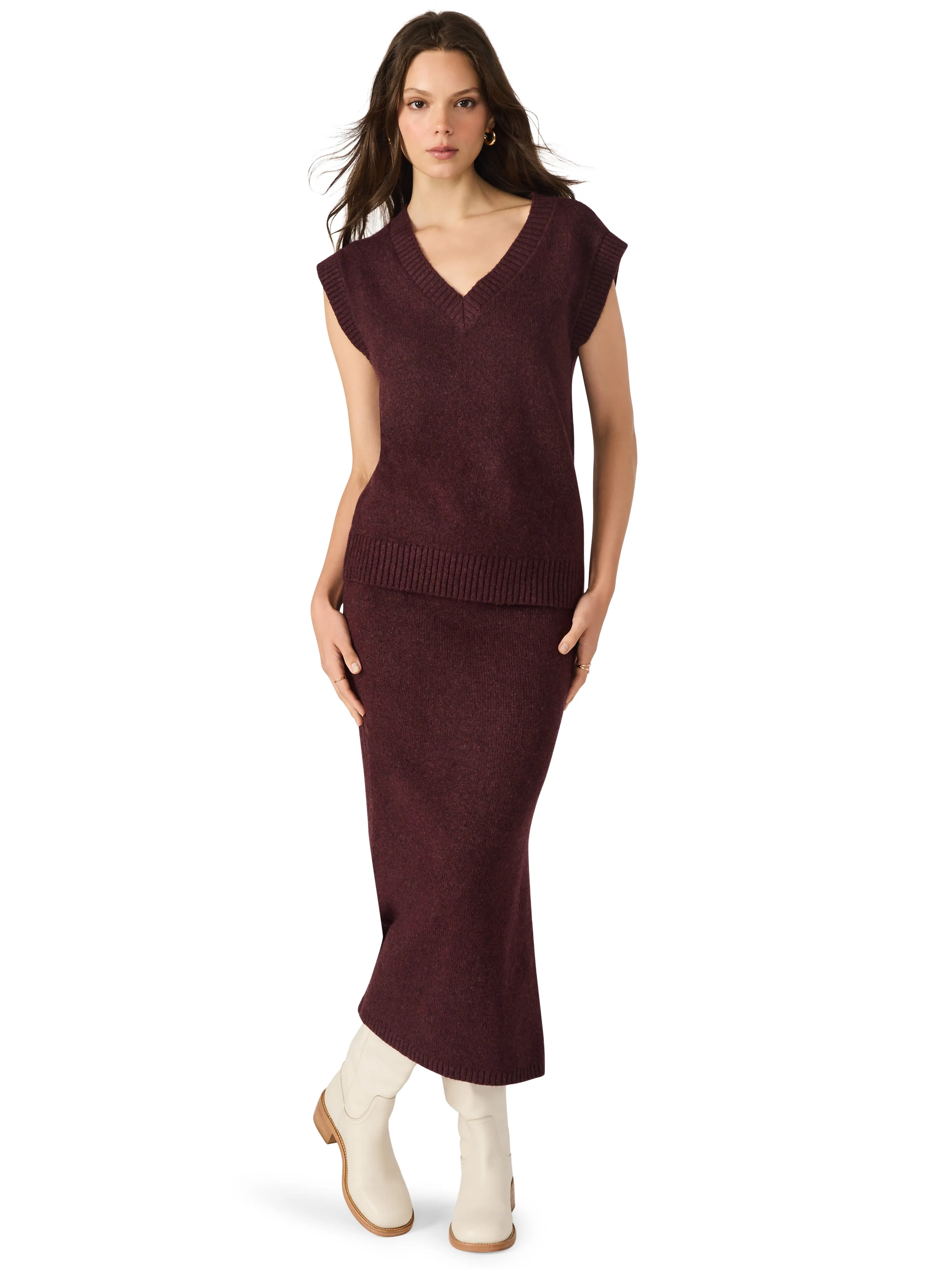 Remy Sweater Vest, Wine | Steve Madden sold by North & Main Clothing Company product image thumbnail 2