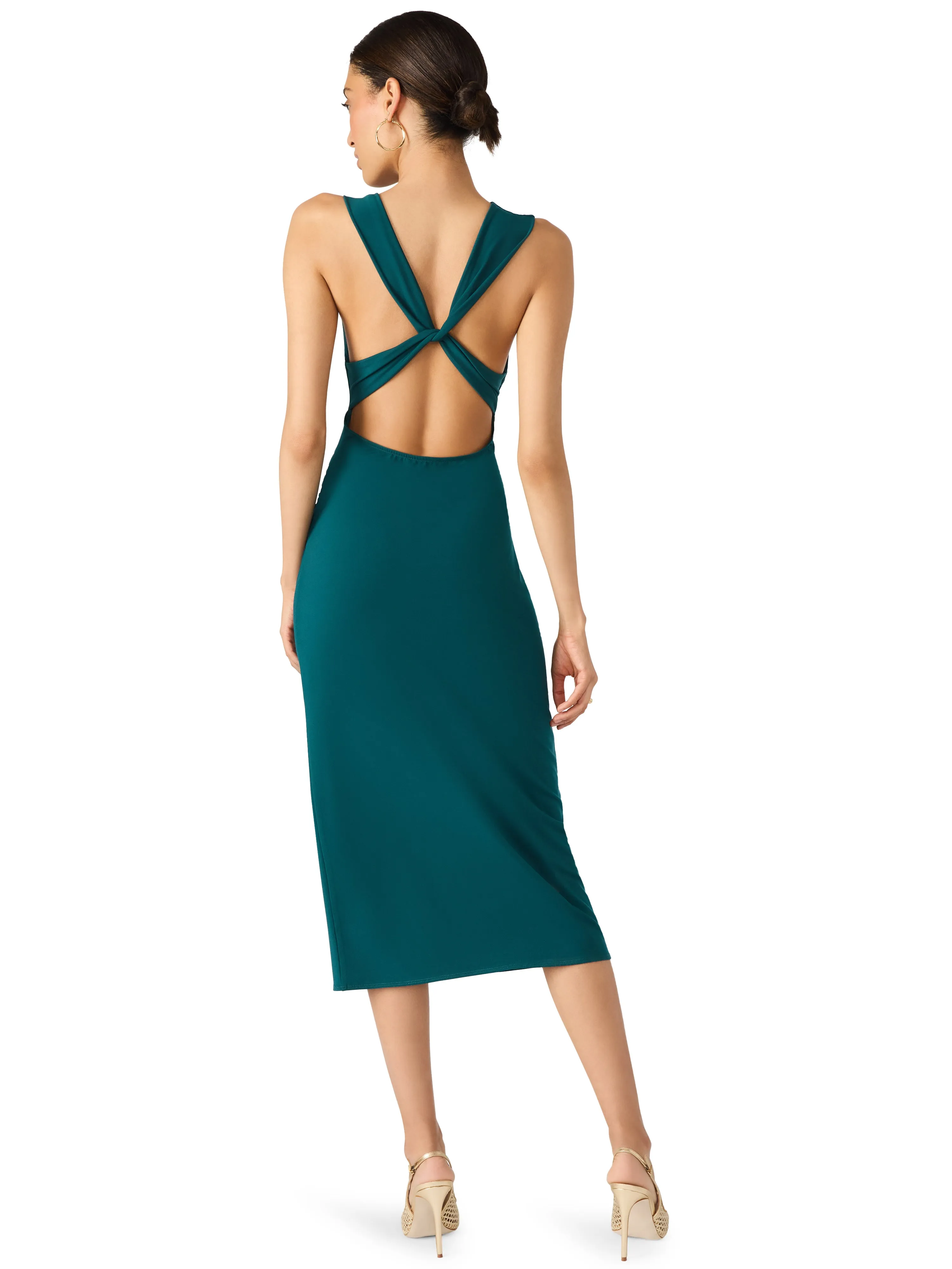 Kalina Cowl Neck Midi Dress, Midnight Teal | Steve Madden sold by North & Main Clothing Company product image thumbnail 4