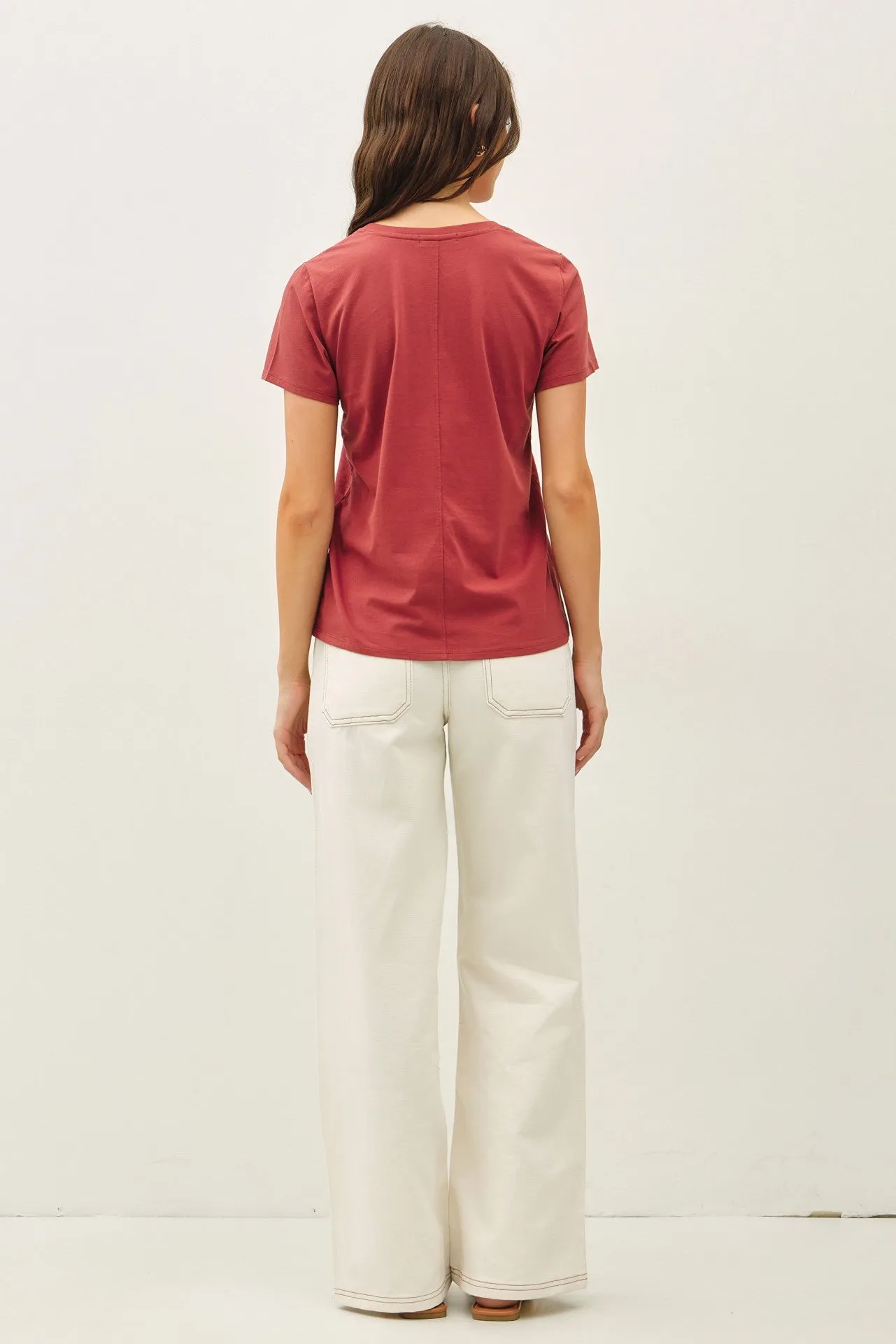 Tatum Cotton Jersey V-Neck Tee, Chili Oil sold by North & Main Clothing Company product image thumbnail 4