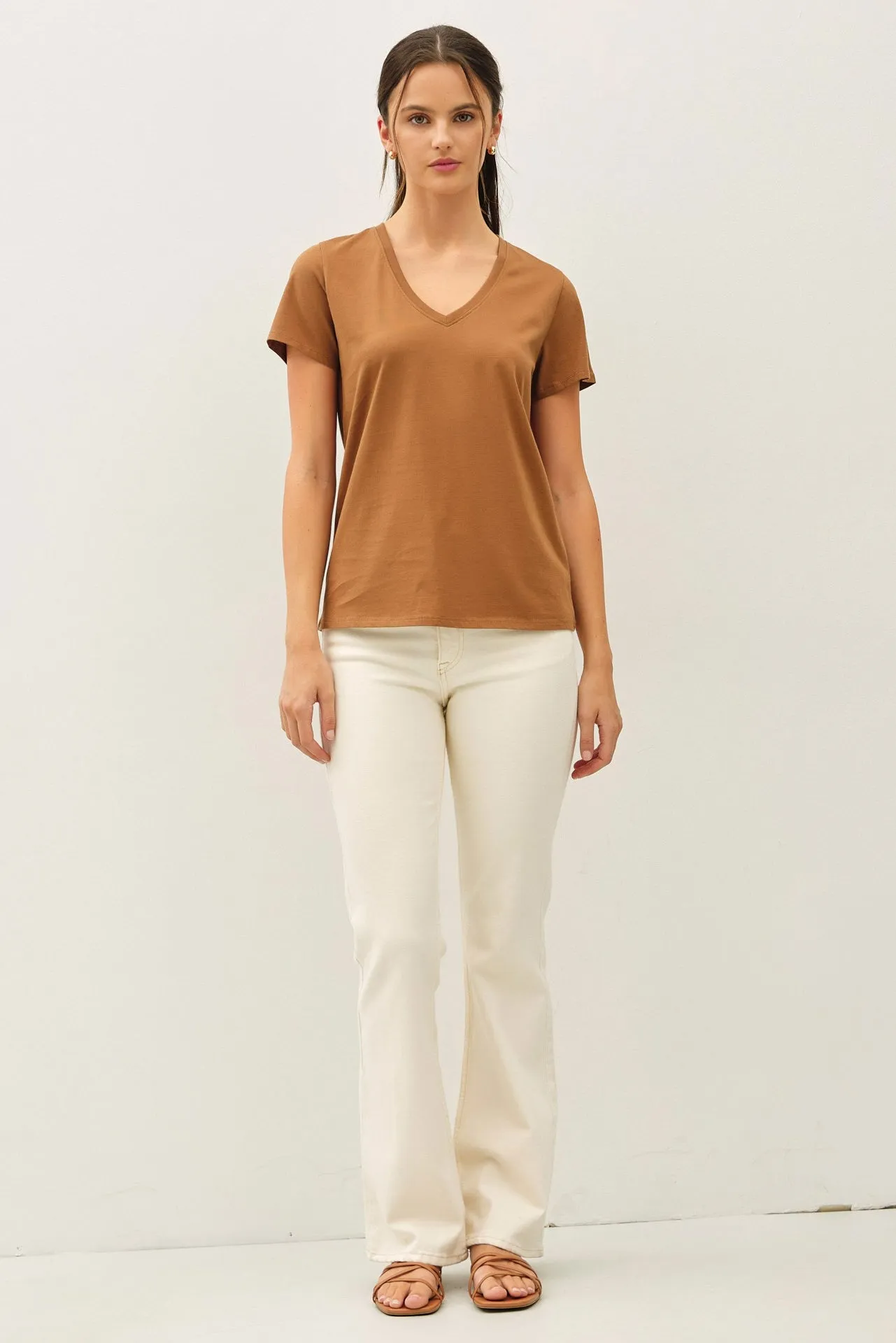 Tatum Cotton Jersey V-Neck Tee, Bronze Brown sold by North & Main Clothing Company product image thumbnail 2