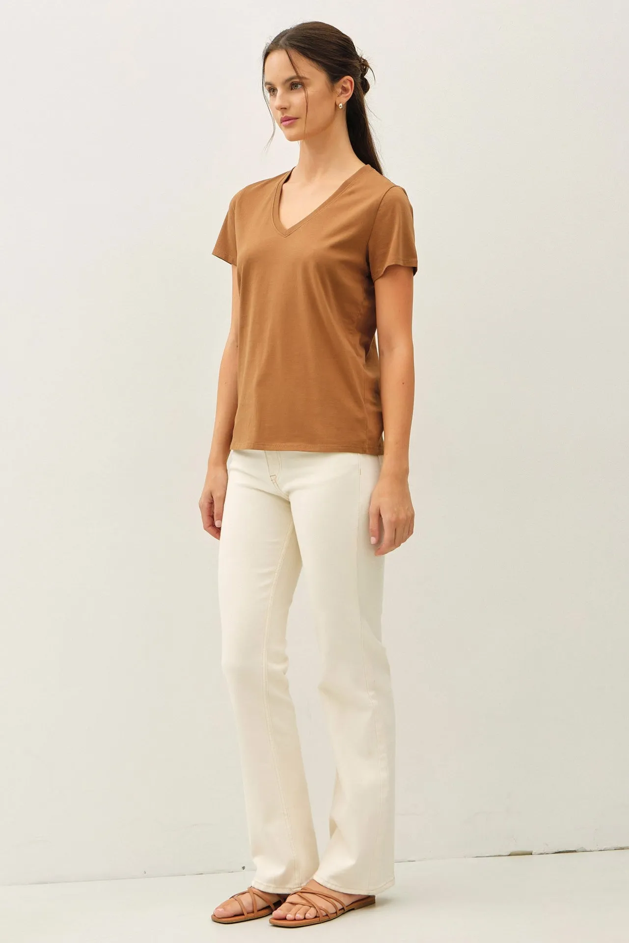 Tatum Cotton Jersey V-Neck Tee, Bronze Brown sold by North & Main Clothing Company product image thumbnail 3