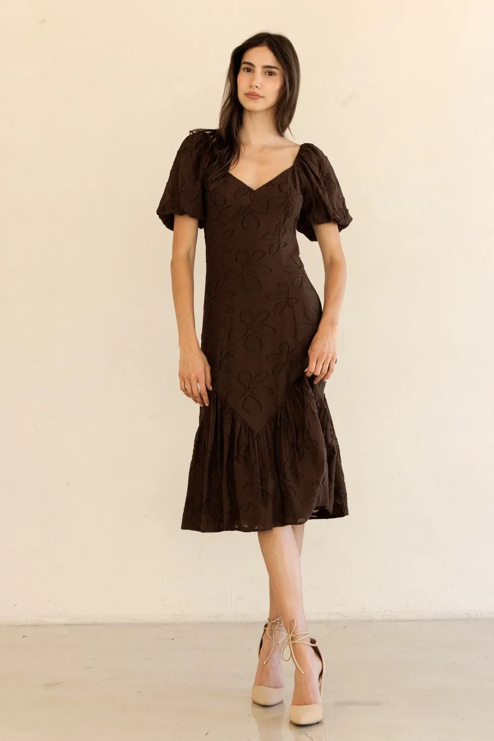 Ana Mesh Flower Midi Dress, Brown sold by North & Main Clothing Company product image thumbnail 2