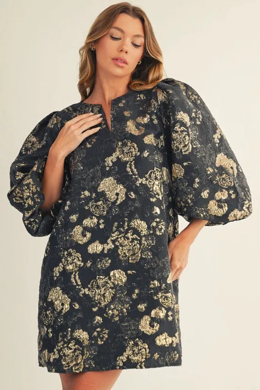Gemma Floral Jacquard Shift Dress, Black sold by North & Main Clothing Company product image thumbnail 3