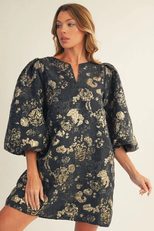 Gemma Floral Jacquard Shift Dress, Black sold by North & Main Clothing Company