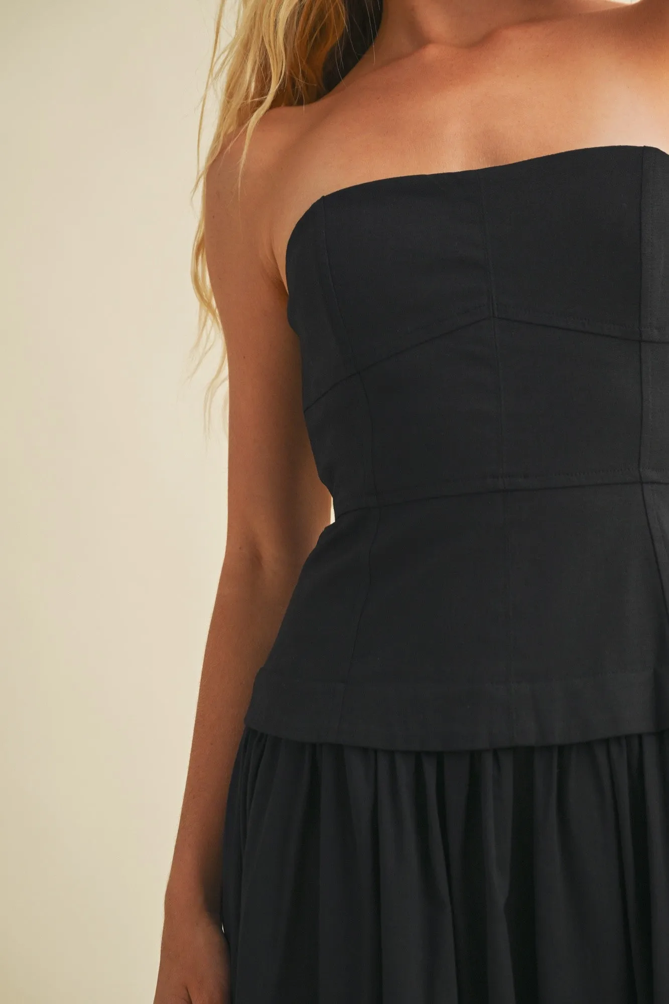 Celeste Corset Lined Strapless Dress, Black sold by North & Main Clothing Company product image thumbnail 3