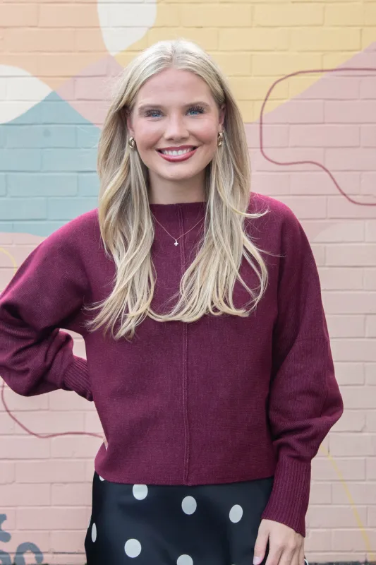Emersyn Seam Front Sweater, Maroon sold by North & Main Clothing Company