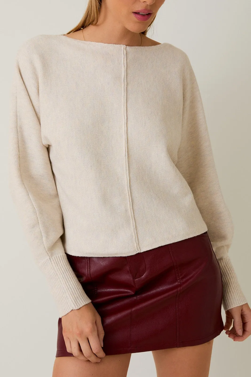 Emersyn Seam Front Sweater, Cream sold by North & Main Clothing Company product image thumbnail 3
