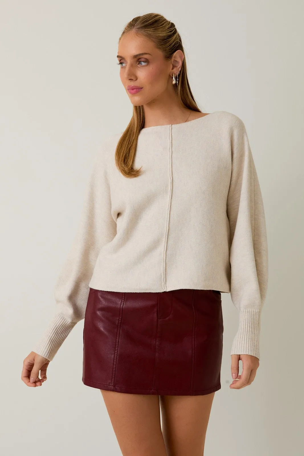 Emersyn Seam Front Sweater, Cream sold by North & Main Clothing Company product image thumbnail 5