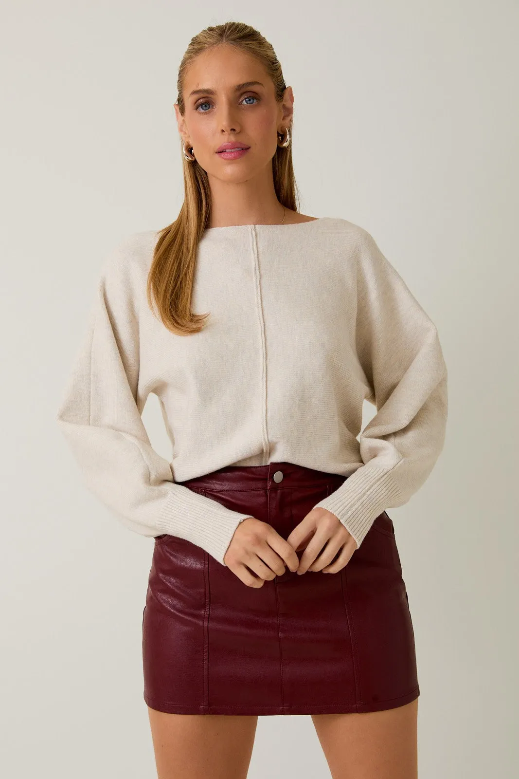 Emersyn Seam Front Sweater, Cream sold by North & Main Clothing Company