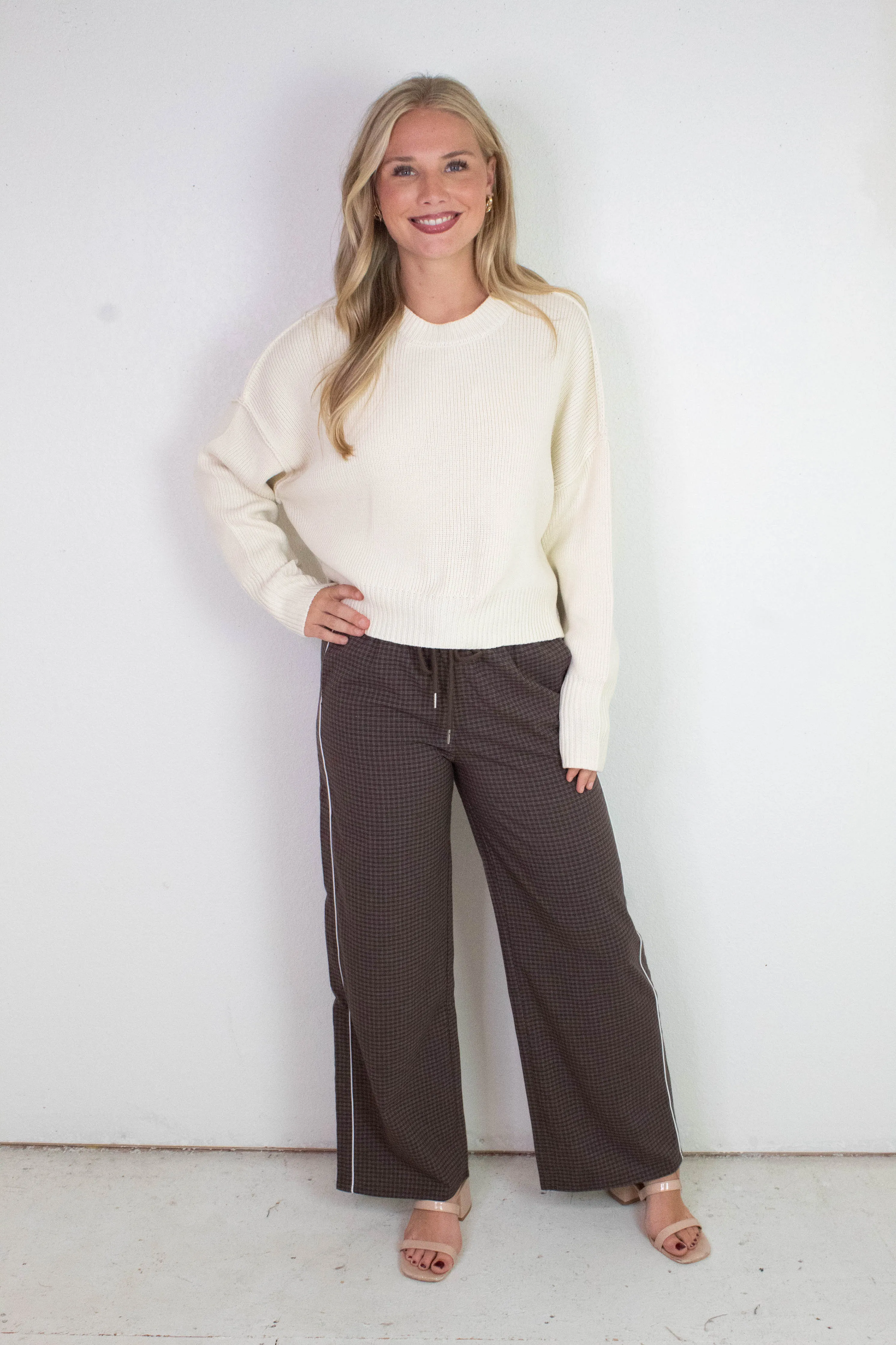 Camila Round Neck Cropped Sweater, Cream sold by North & Main Clothing Company product image thumbnail 2