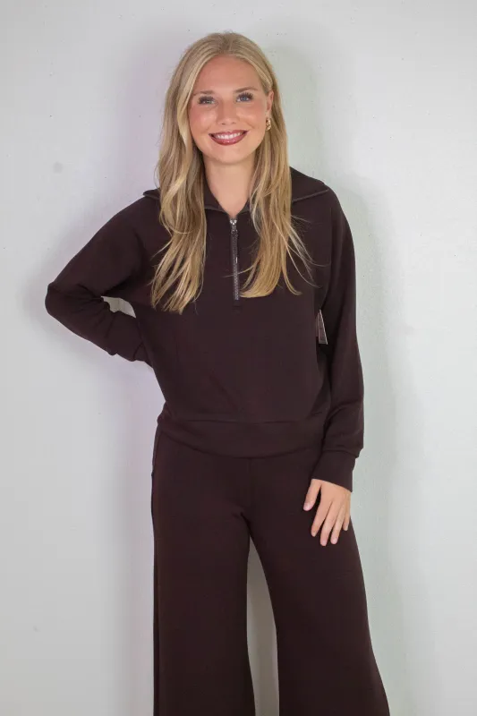 Airessentials Half Zip Sweatshirt, Truffle Brown | SPANX made by SPANX