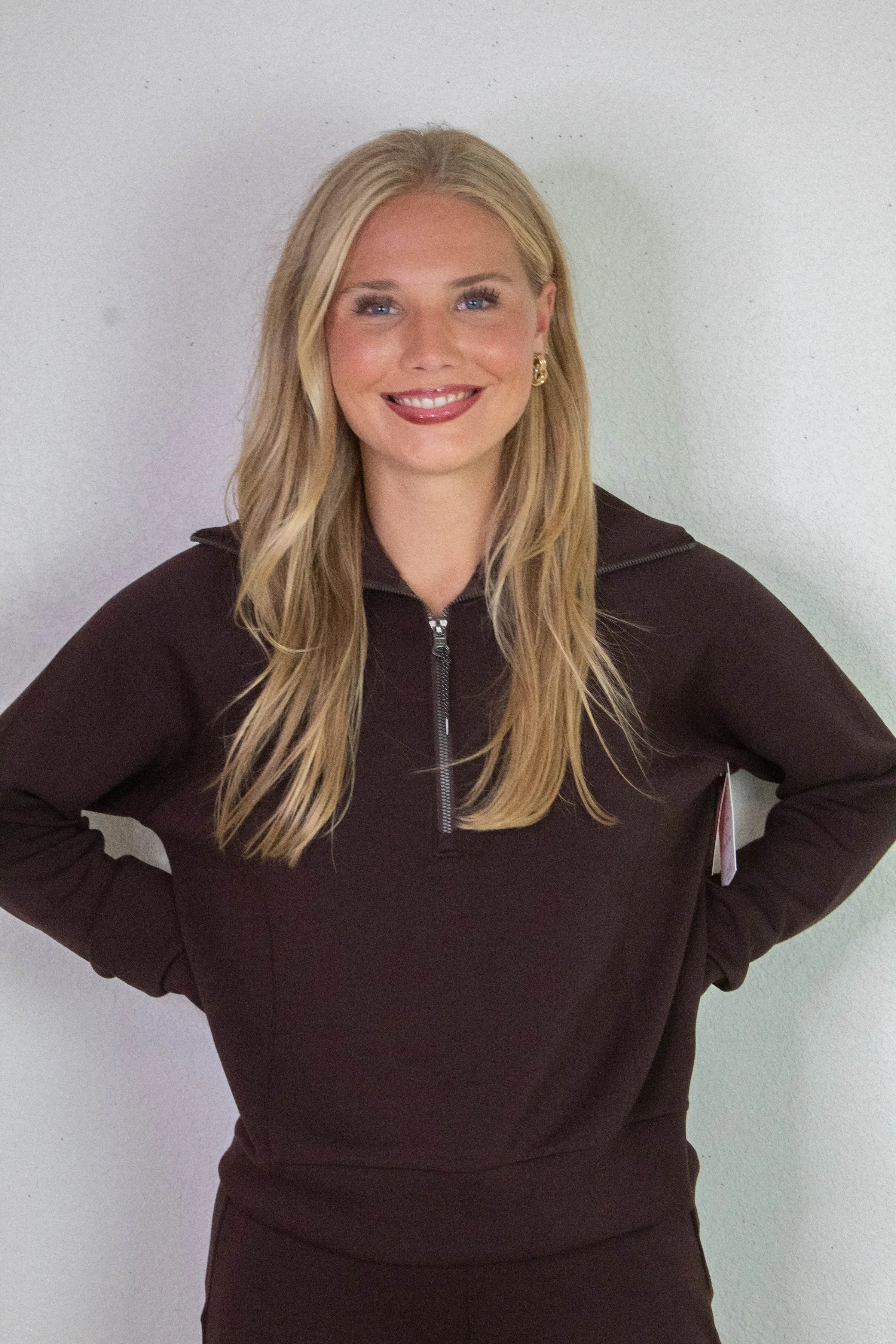 Airessentials Half Zip Sweatshirt, Truffle Brown | SPANX sold by North & Main Clothing Company product image thumbnail 5