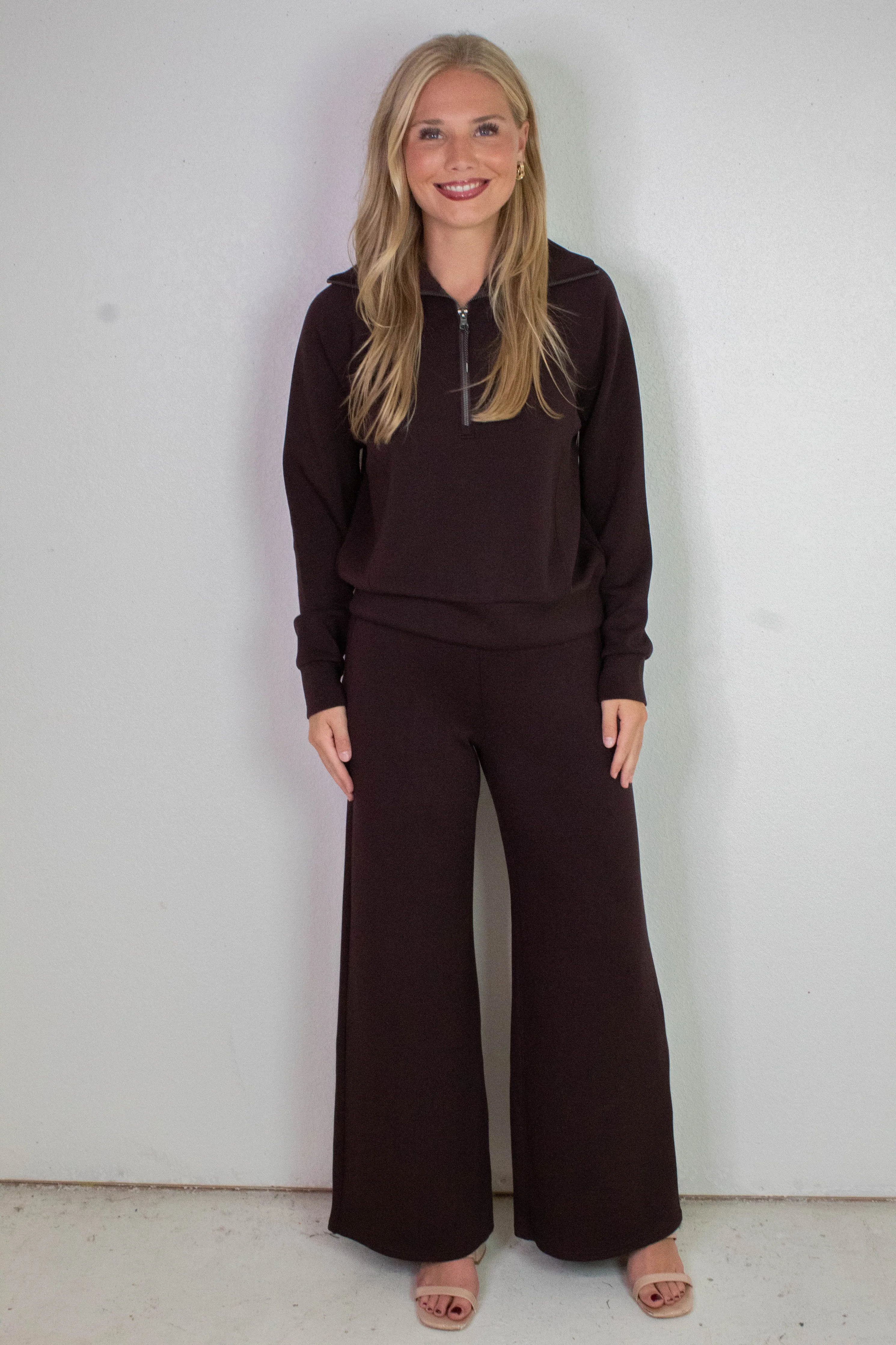 Airessentials Half Zip Sweatshirt, Truffle Brown | SPANX sold by North & Main Clothing Company product image thumbnail 2